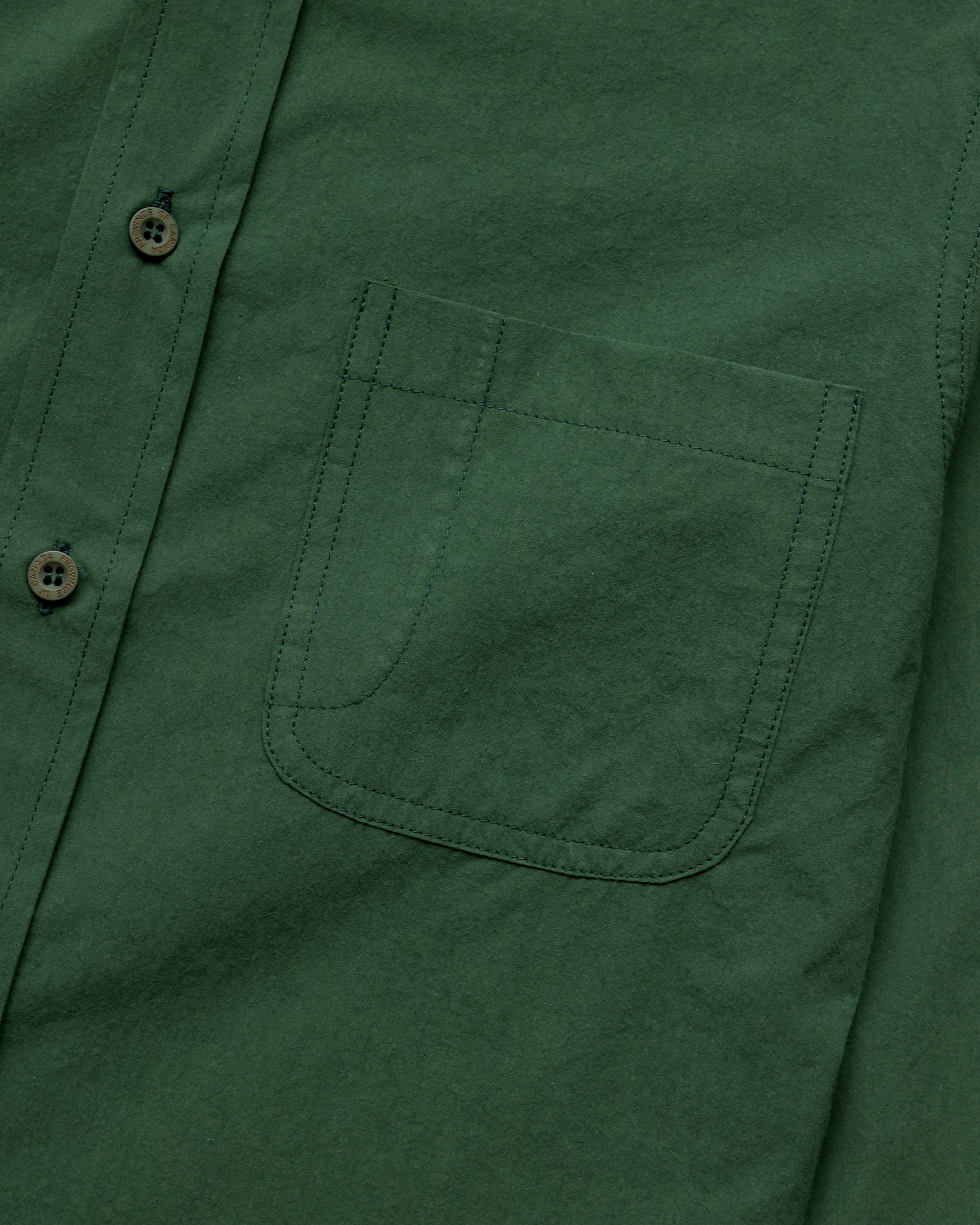 Made in Canada 100% Cotton Washed Poplin Shirt Forest Green - Unisex - Province of Canada