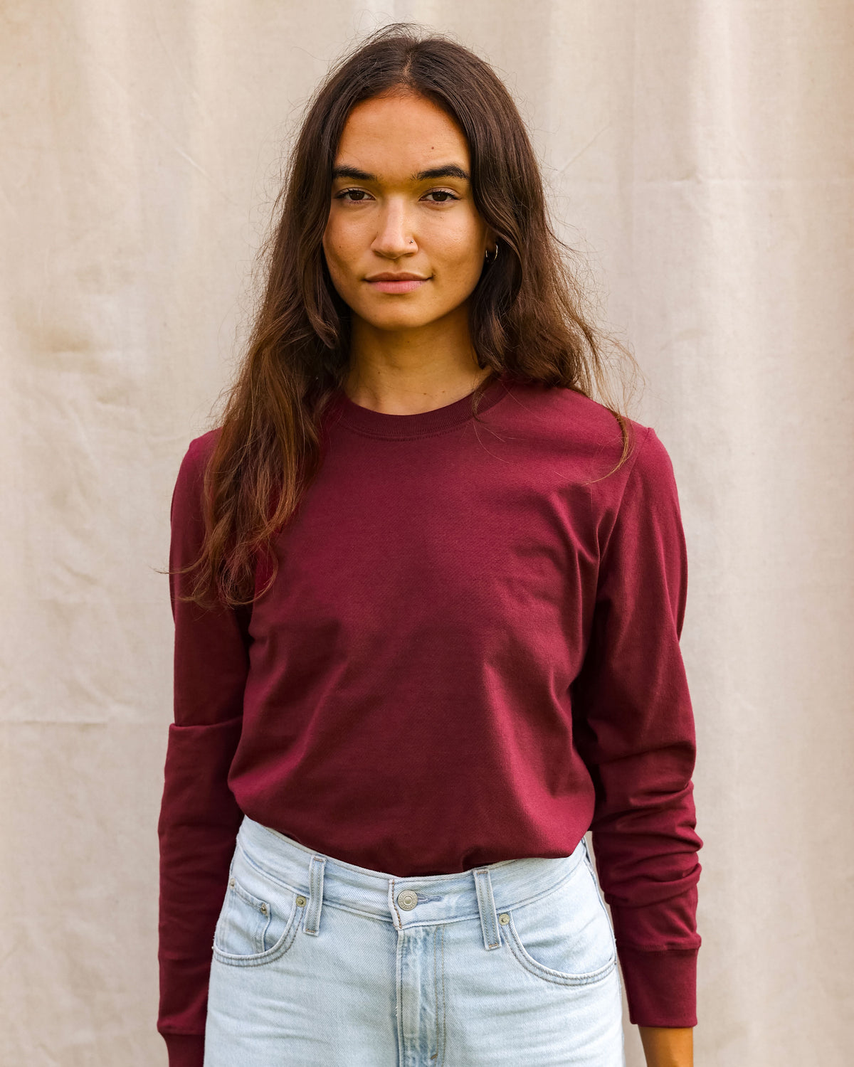Made in Canada 100% Organic Cotton Long Sleeve Tee Burgundy - Province of Canada