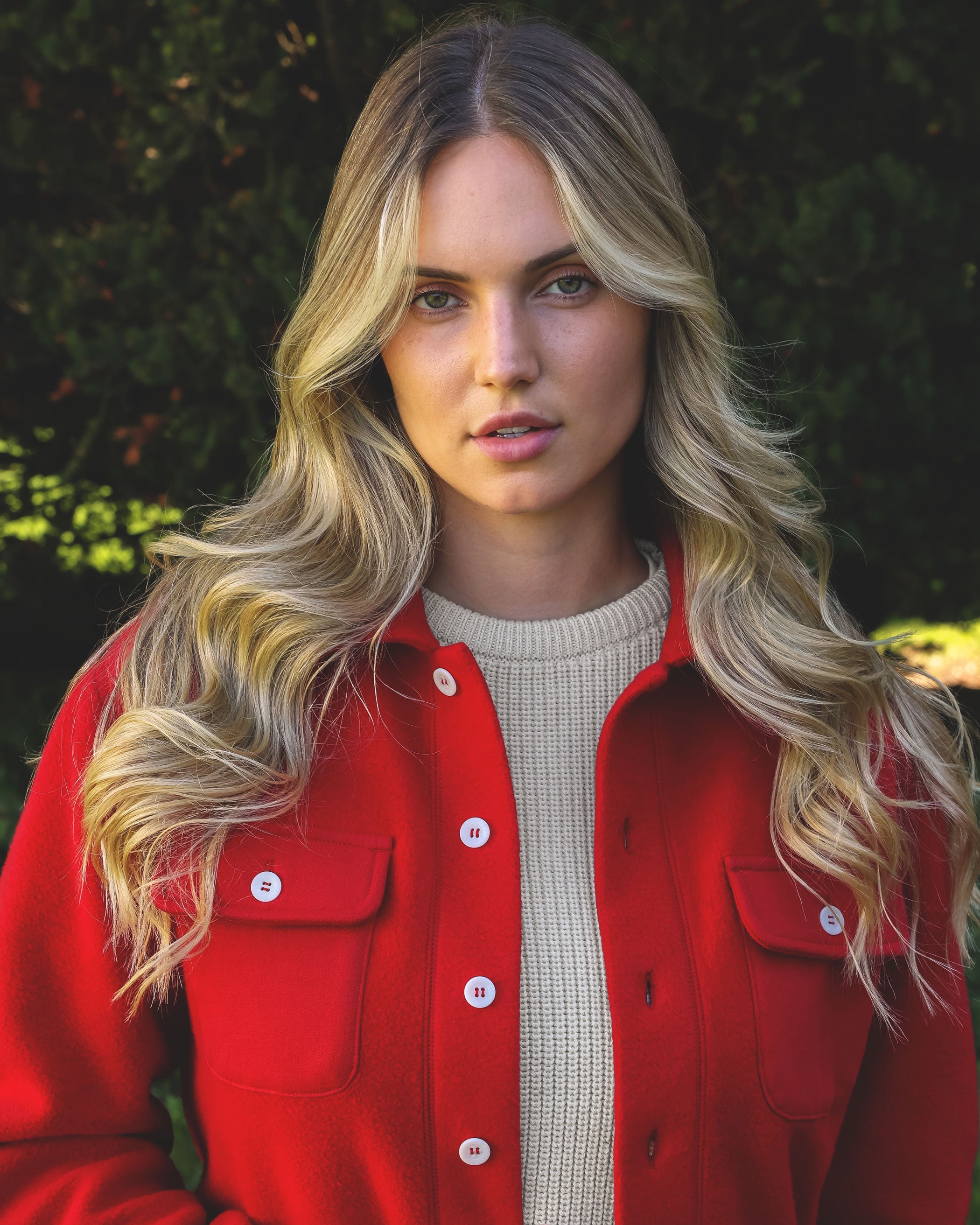 Made in Canada 100% Cotton Reverse Fleece Overshirt Red - Unisex - Province of Canada