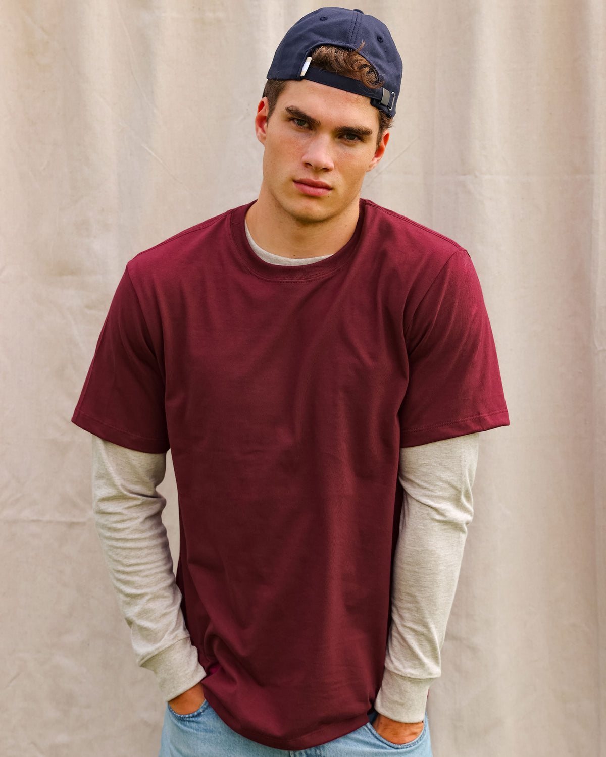 Made in Canada 100% Organic Cotton Monday Tee Burgundy - Province of Canada