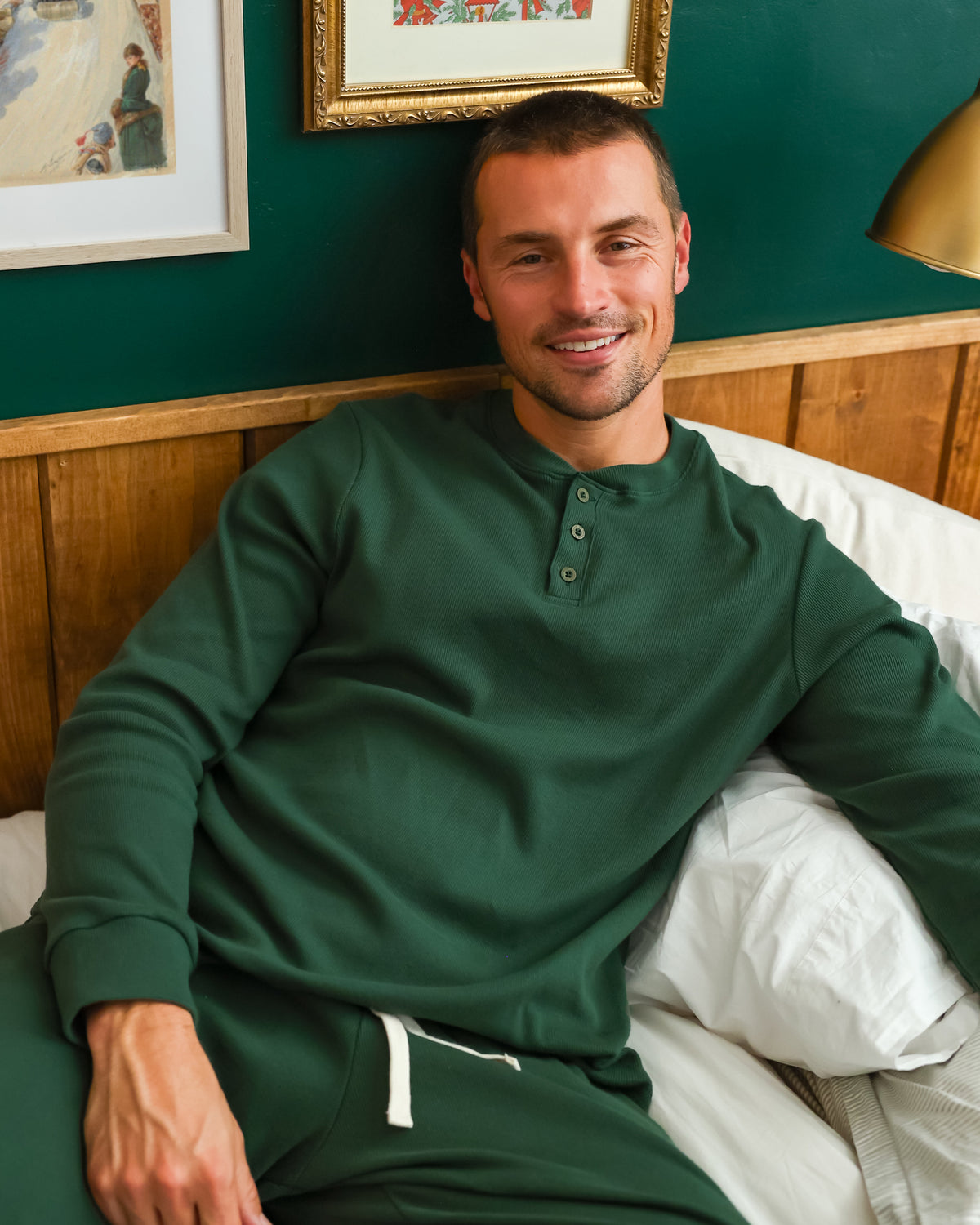 Made in Canada - Almost Pyjama Rib Henley Forest - Unisex - Province of Canada