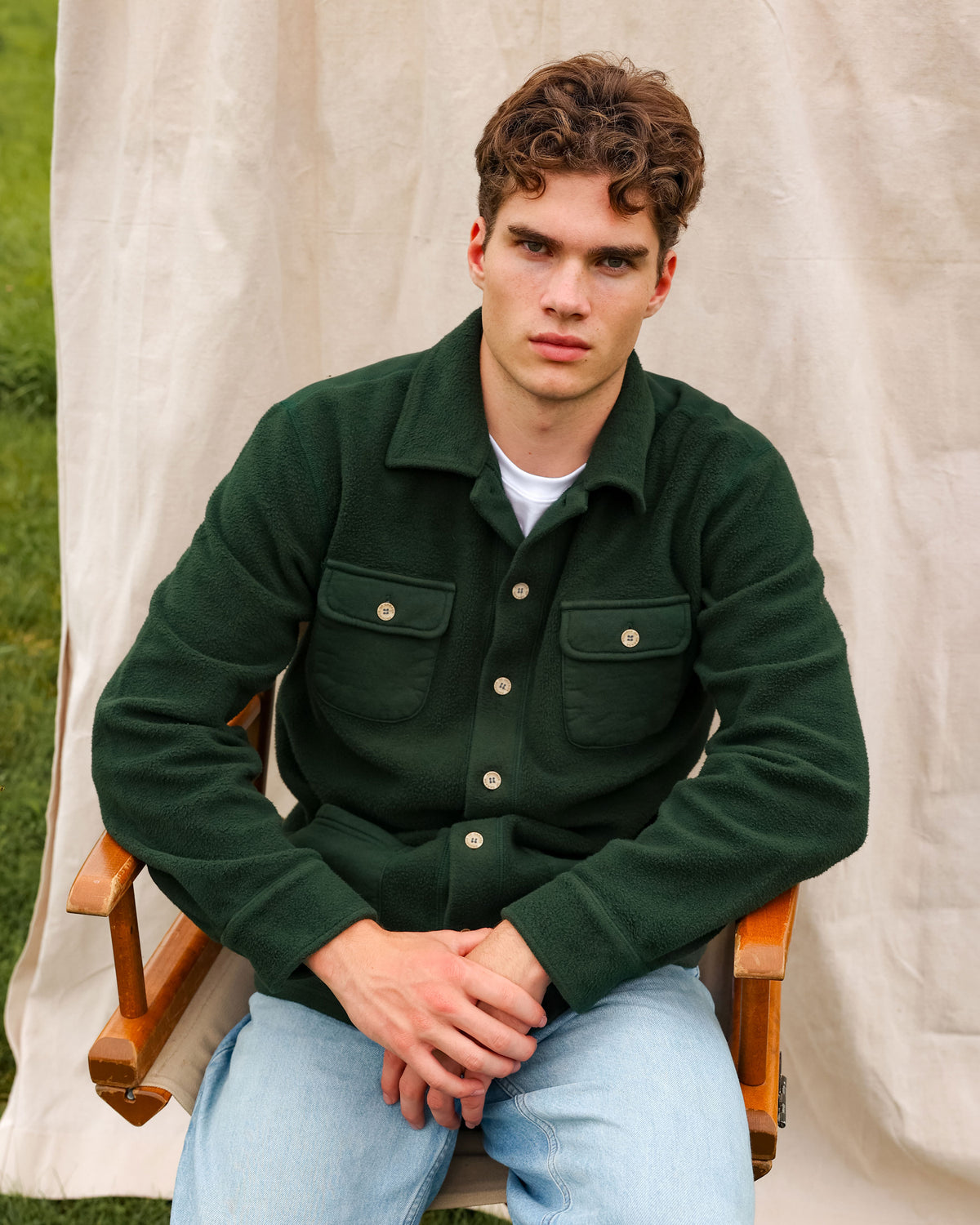 Made in Canada 100% Cotton Reverse Fleece Overshirt Light-Jacket Forest - Unisex - Province of Canada