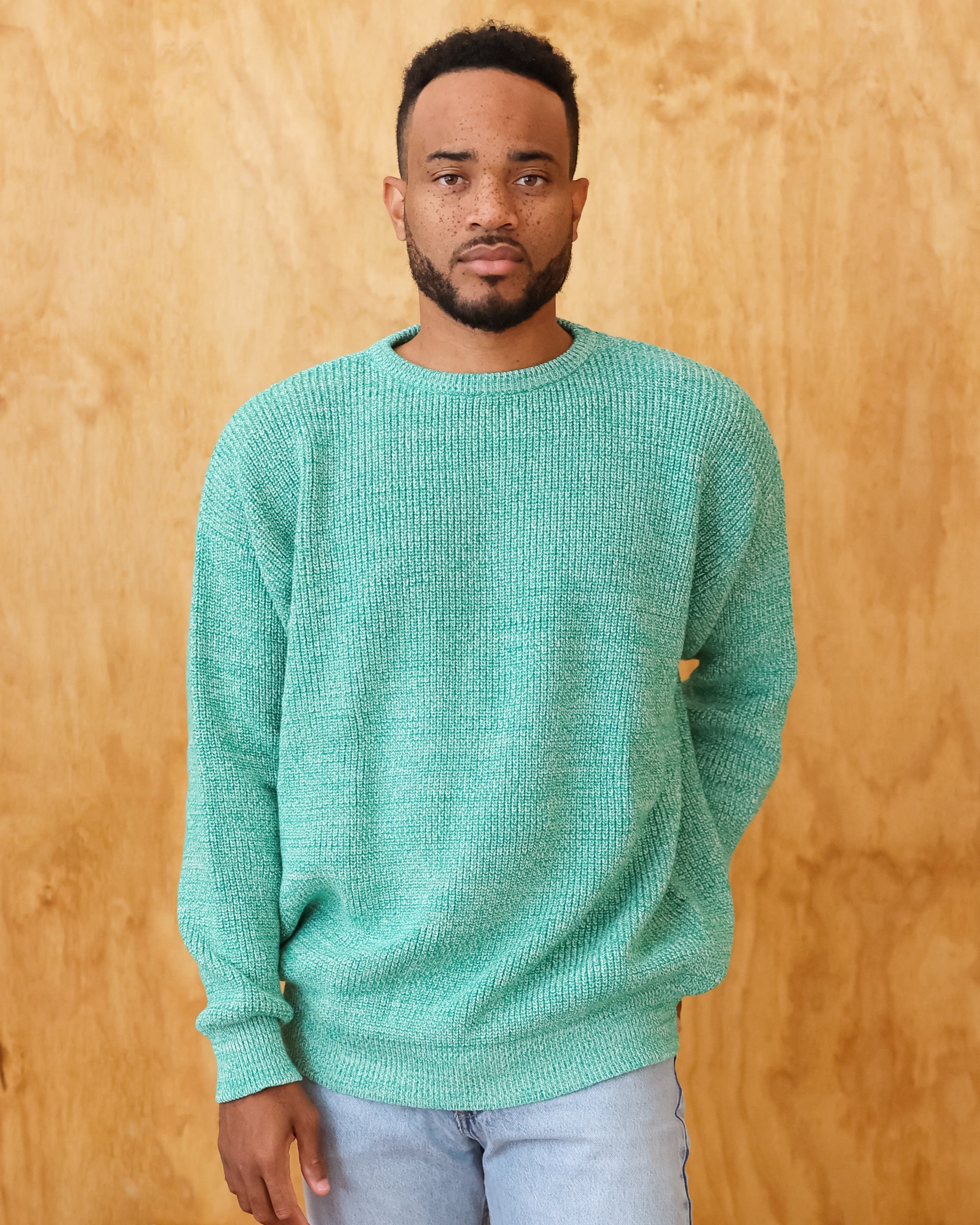 Made in Canada 100% Cotton Knit Sweater Heather Green - Unisex - Province of Canada