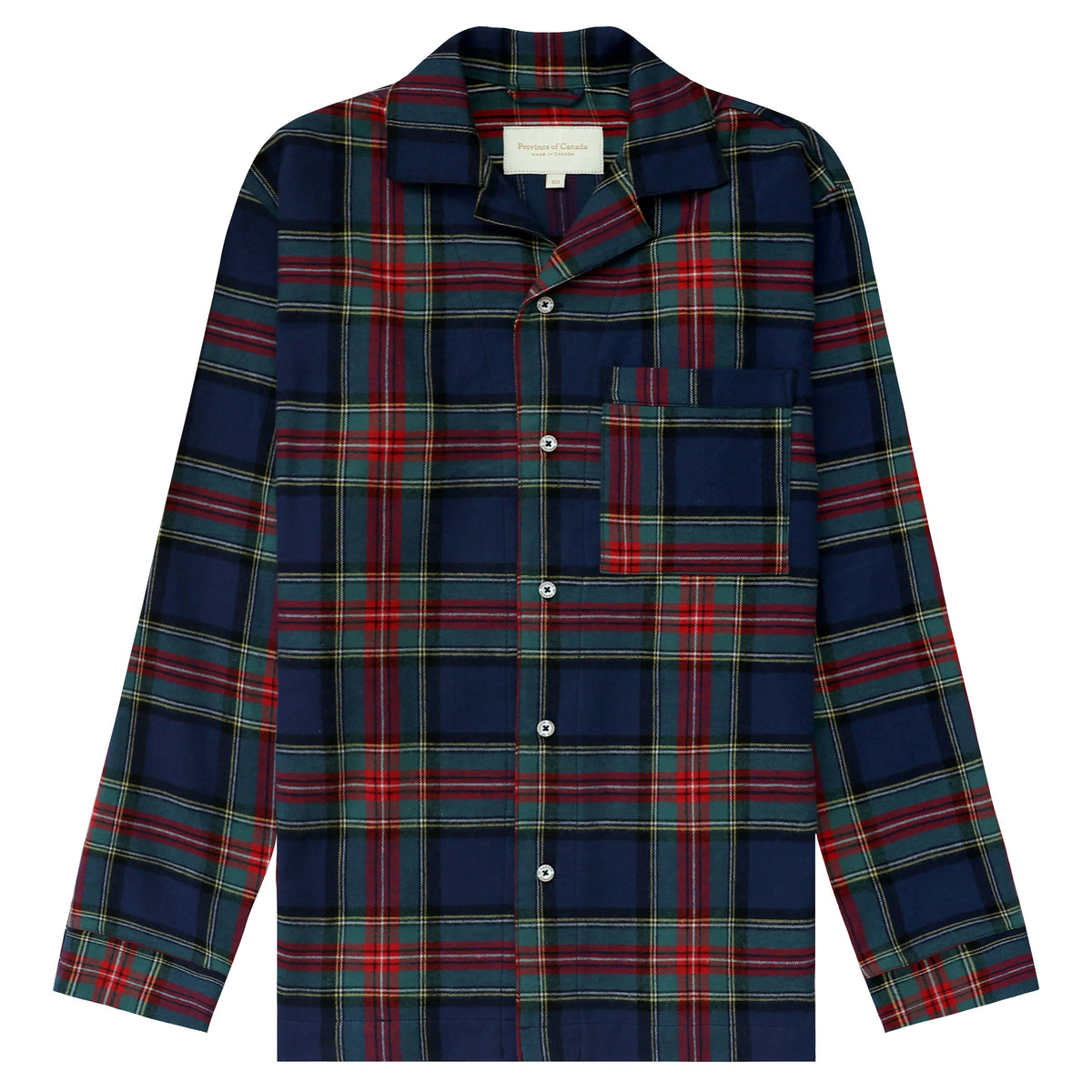 Made in Canada 100% Cotton Nick Plaid Flannel Pyjama Shirt - Unisex - Province of Canada
