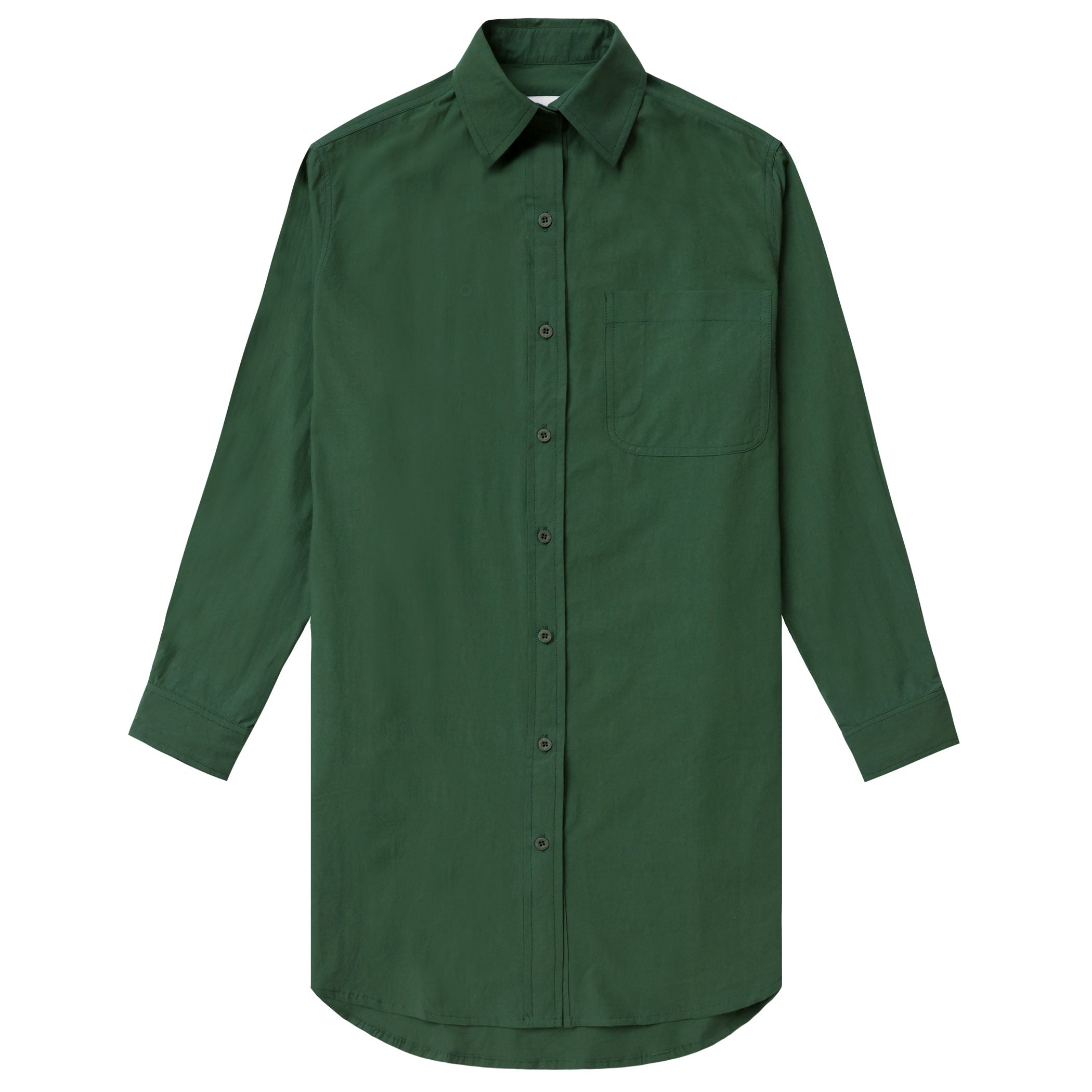 Made in Canada 100% Cotton Washed Poplin Dress Forest Green - Province of Canada