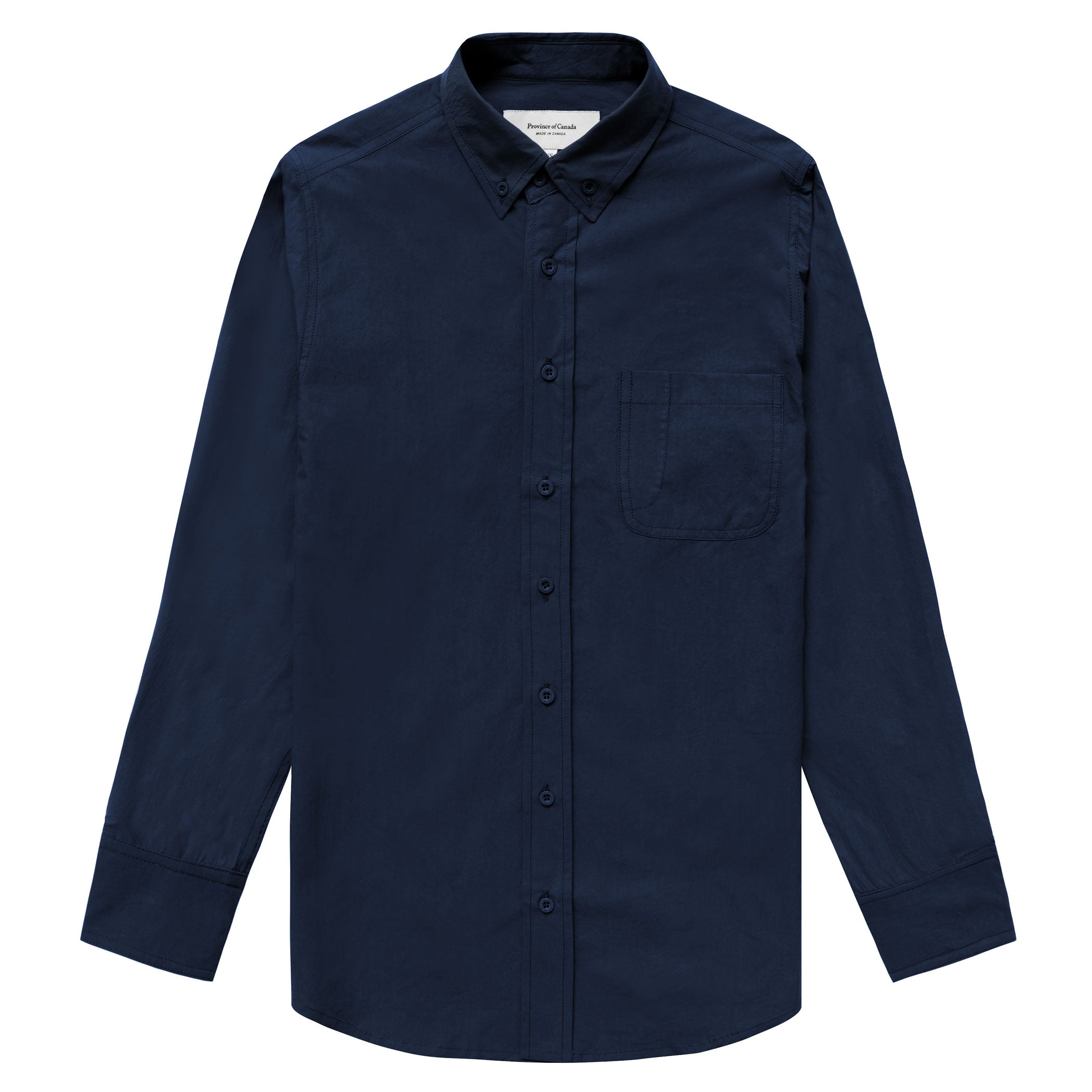 Made in Canada 100% Cotton Washed Poplin Shirt Navy Blue - Unisex - Province of Canada