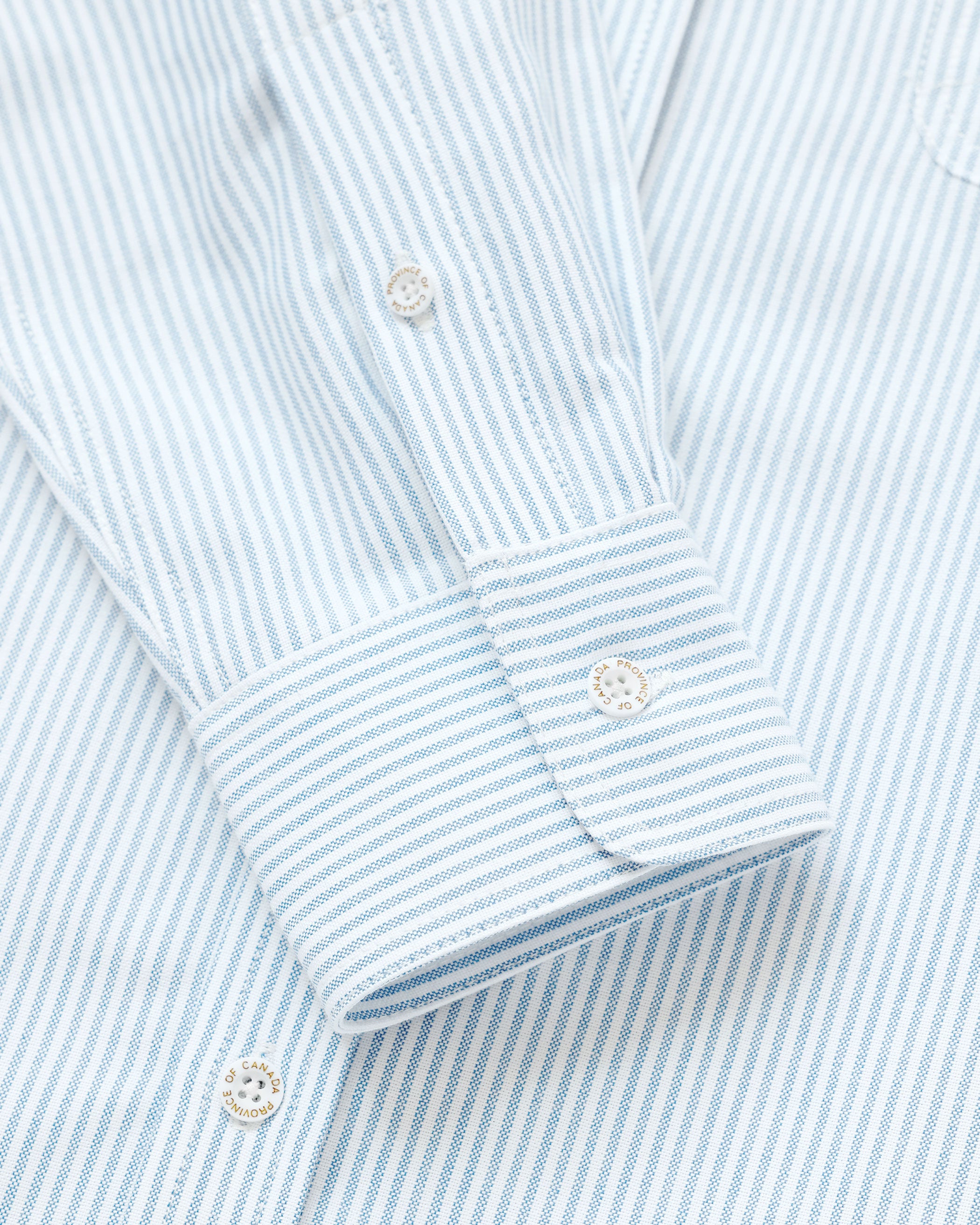 Made in Canada 100% Cotton Oxford Stripe Button Down Shirt Light Blue - Unisex - Province of Canada