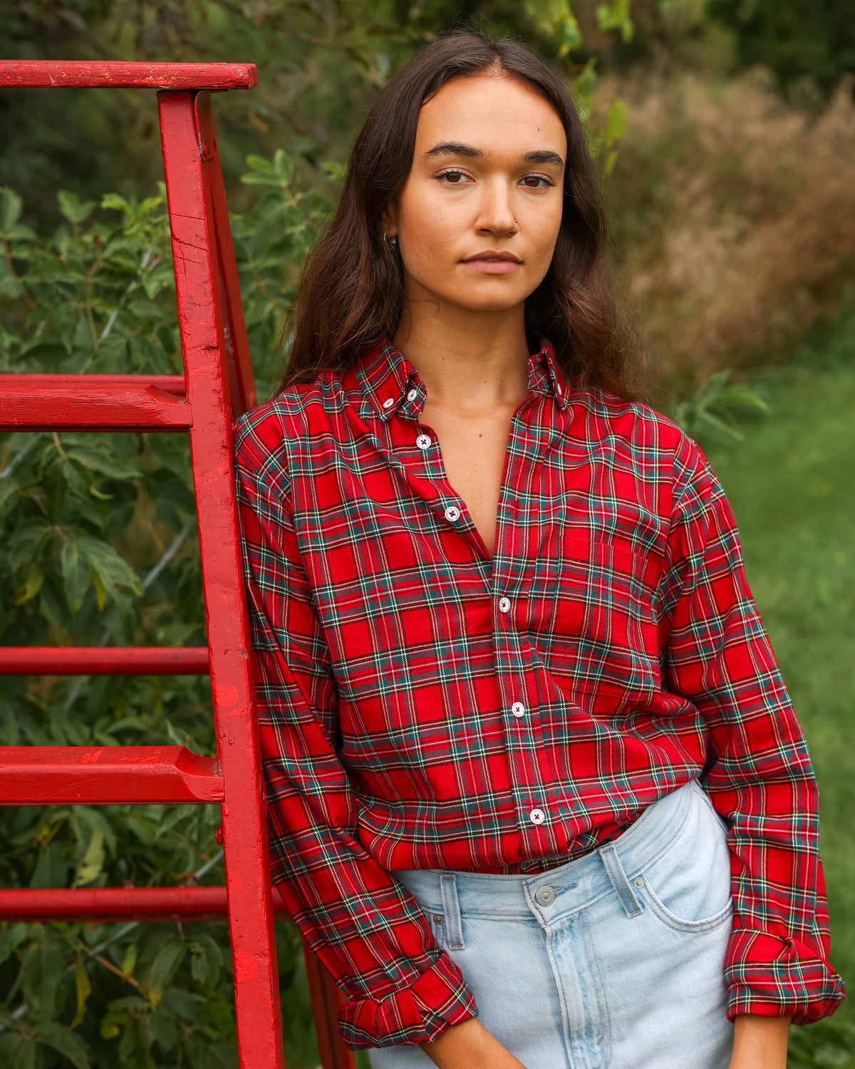 Made in Canada 100% Cotton Red Plaid Flannel Shirt Red Green Yellow - Unisex - Province of Canada