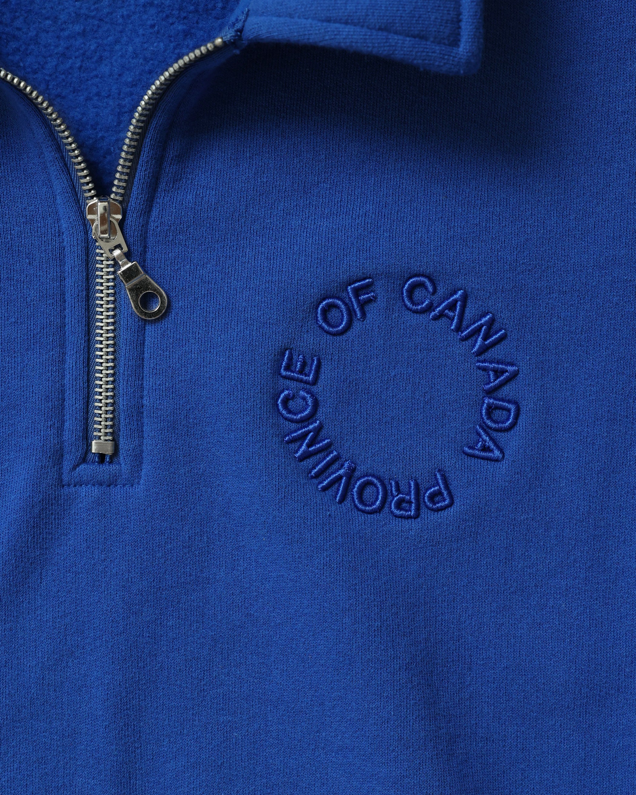 Made in Canada Half Zip Fleece Sweatshirt Royal - Unisex - Province of Canada