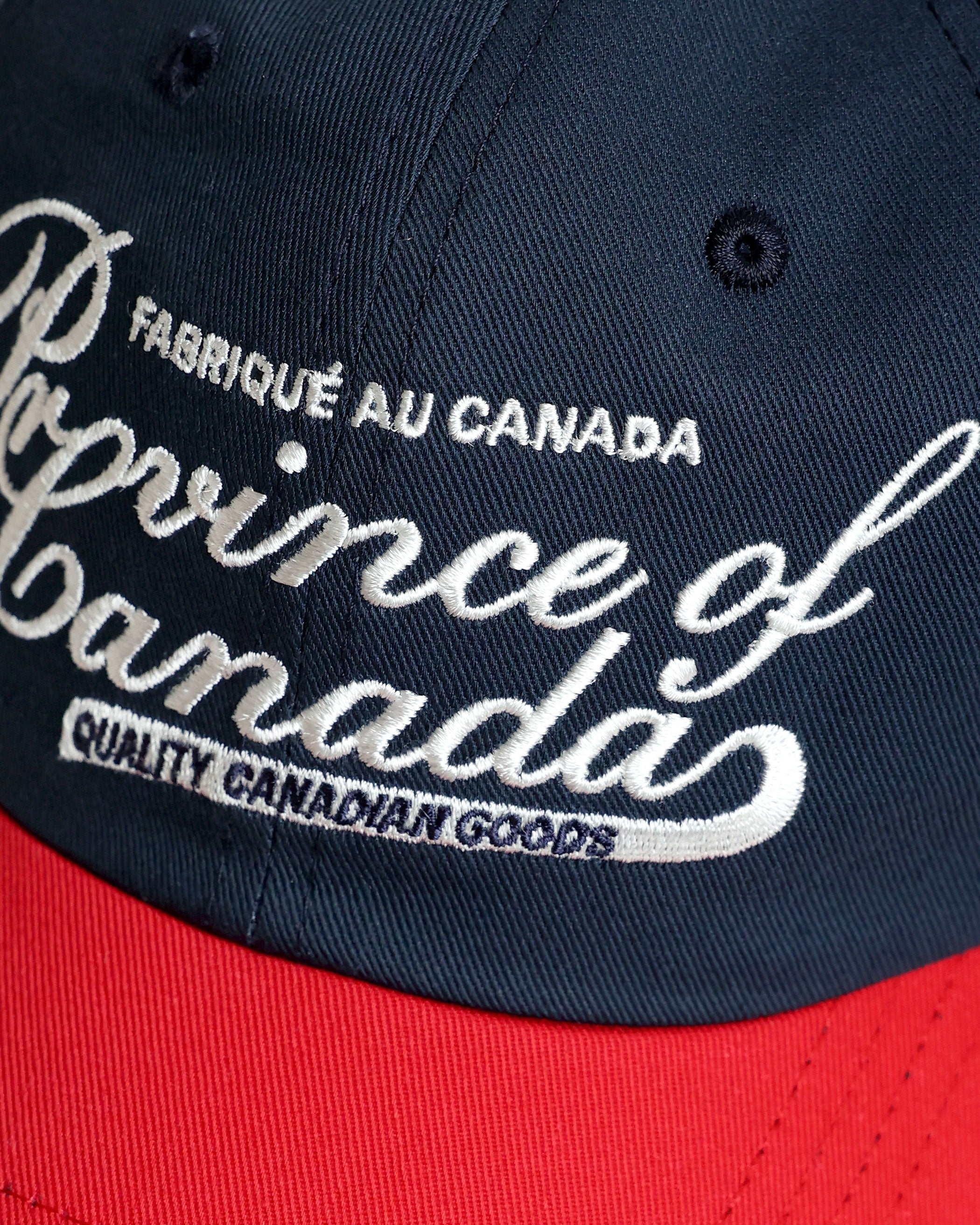 Made in Canada Script Logo Baseball Hat Navy Red - Province of Canada