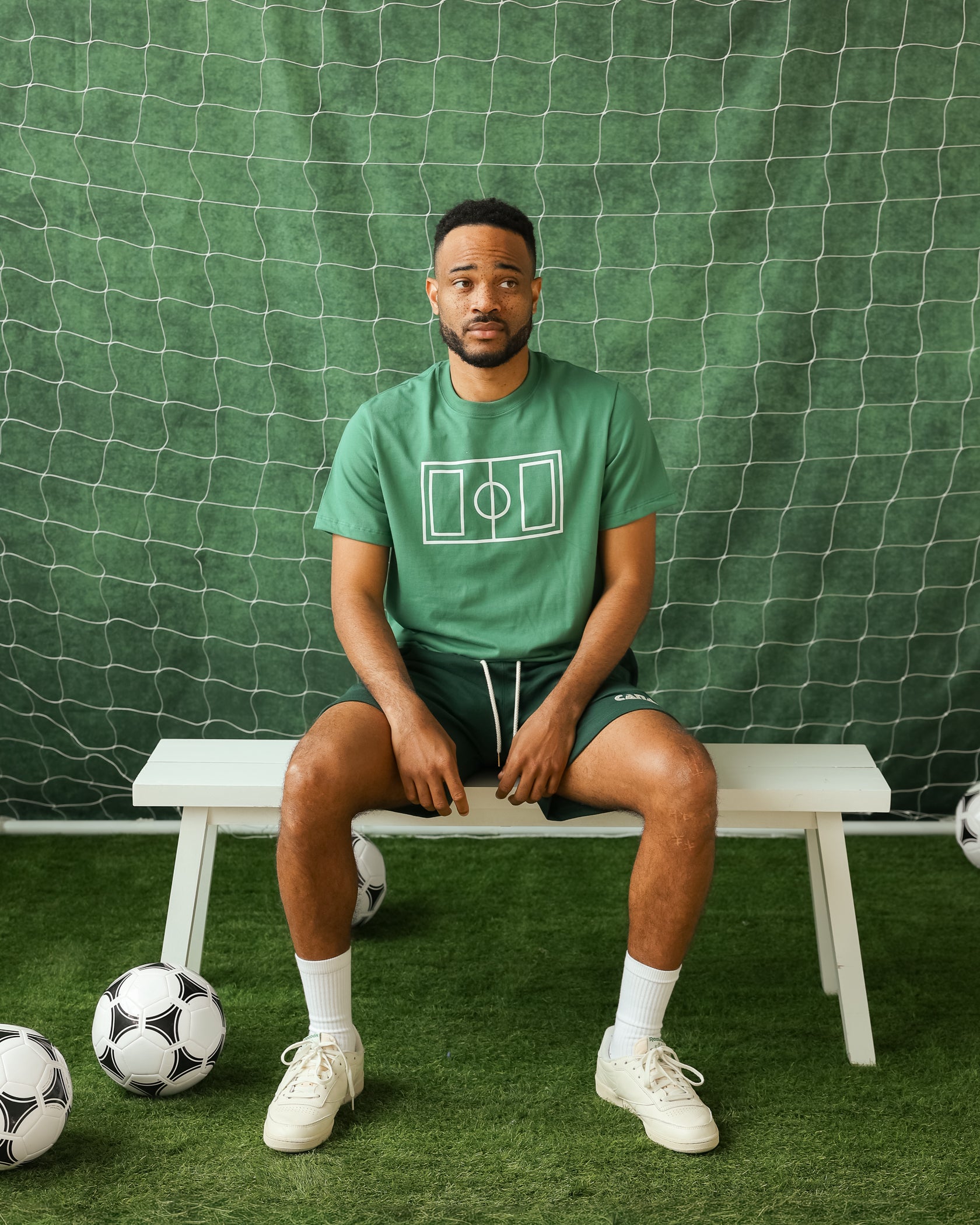 Made in Canada 100% Organic Cotton Soccer Pitch Flag Tee Green - Unisex - Province of Canada