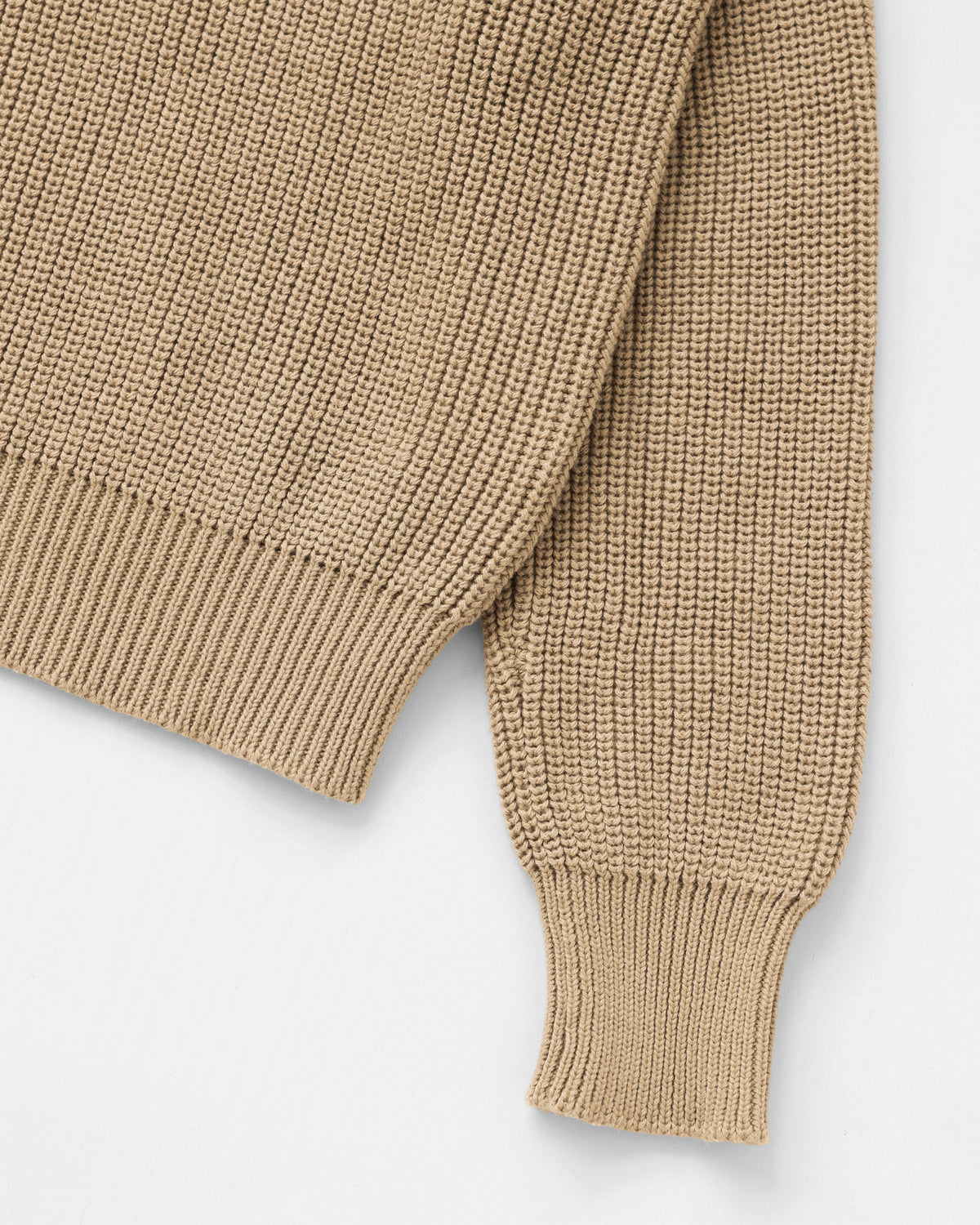 Made in Canada 100% Cotton Knit Half Zip Sweater Taupe Camel Beige - Unisex - Province of Canada