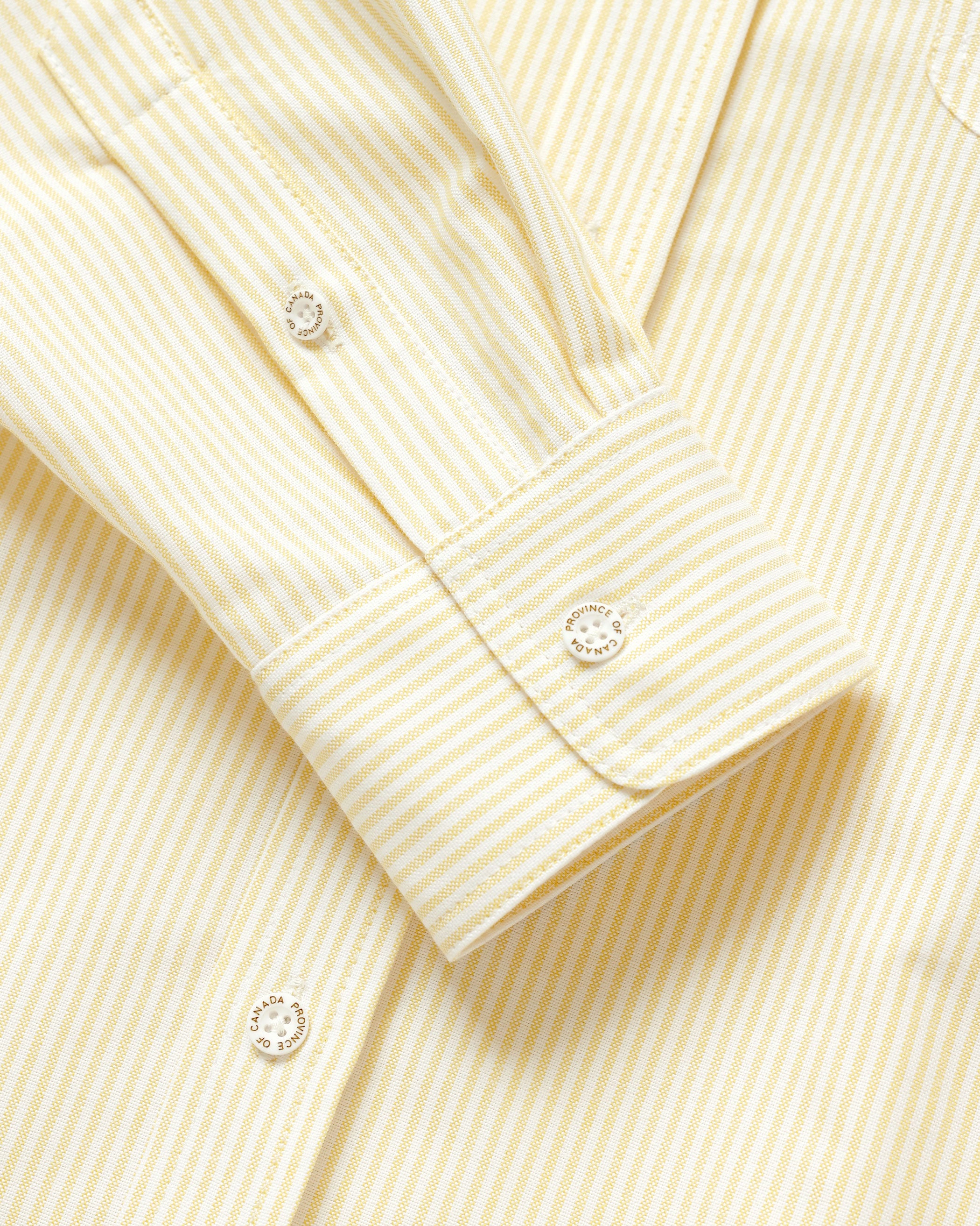 Made in Canada 100% Cotton Oxford Stripe Button Down Shirt Butter Yellow - Unisex - Province of Canada