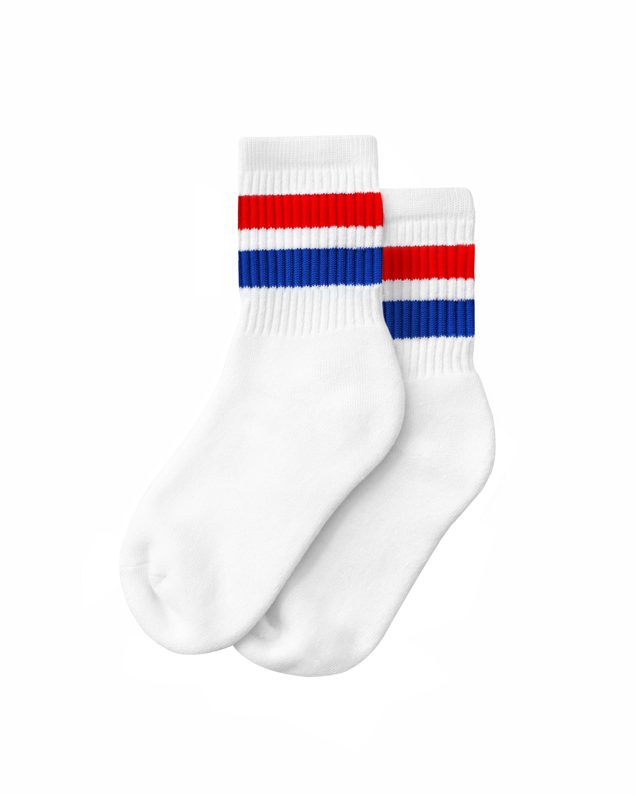 Made in Canada Cotton Stripe Crew Sock Red & Blue - Province of Canada