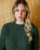 Made in Canada 100% Cotton Ivy Cable Knit Sweater Forest Green - Unisex - Province of Canada