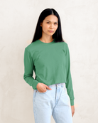 Made in Canada Monday Long Sleeve Crop Top Green - Province of Canada