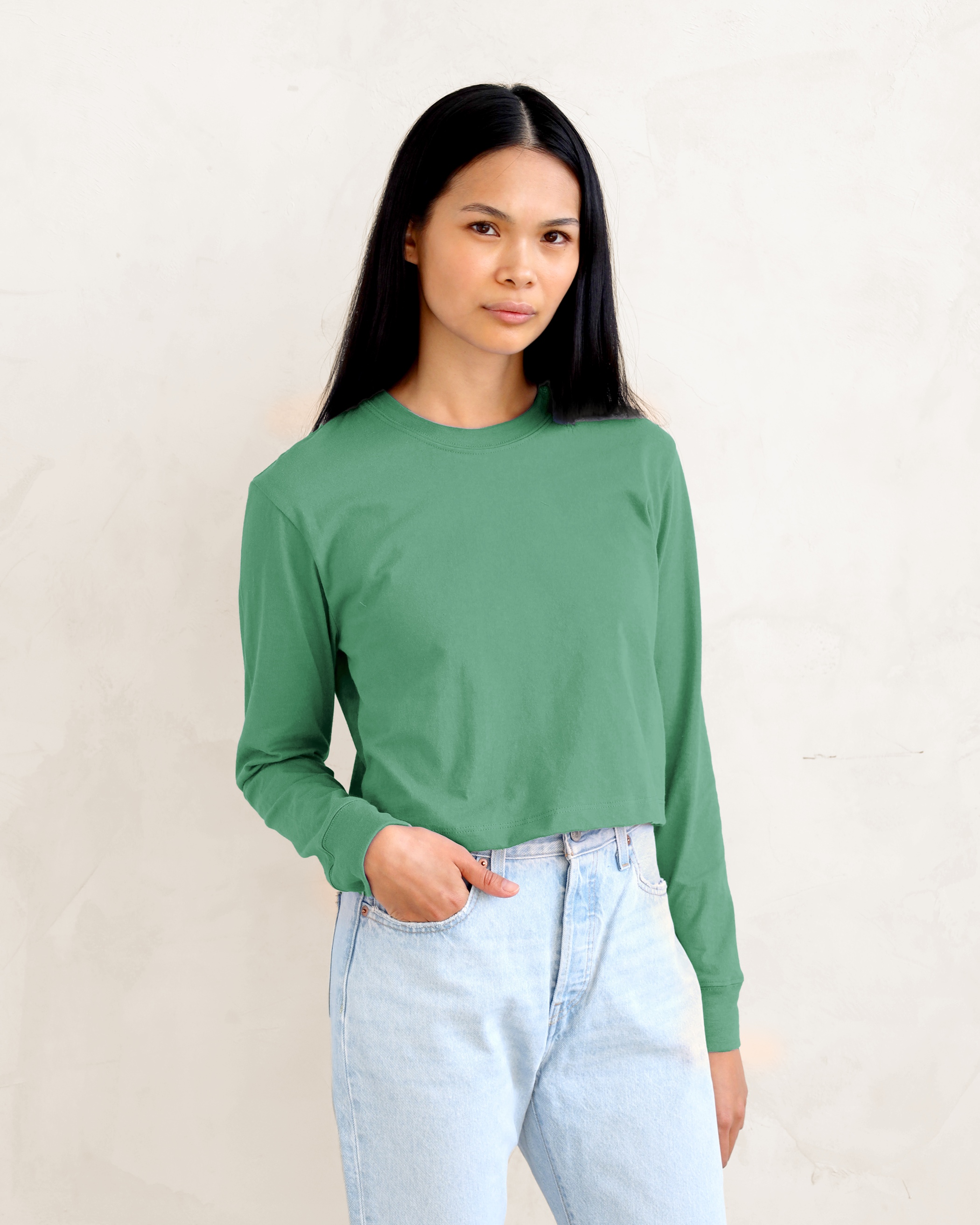 Made in Canada Monday Long Sleeve Crop Top Green - Province of Canada