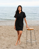 Made in Canada 100% Cotton Popover Dress Black - Province of Canada Little Black Dress