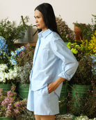 Made in Canada 100% Cotton Boxy Oxford Wide Stripe Shirt Blue - Womens - Province of Canada 