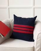 Made in Canada 100% Cotton Brackley Cushion Cover Scarlet and Navy - Province of Canada