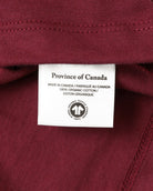 Made in Canada 100% Organic Cotton La Canadienne Womens Tee Shirt Burgundy - Province of Canada