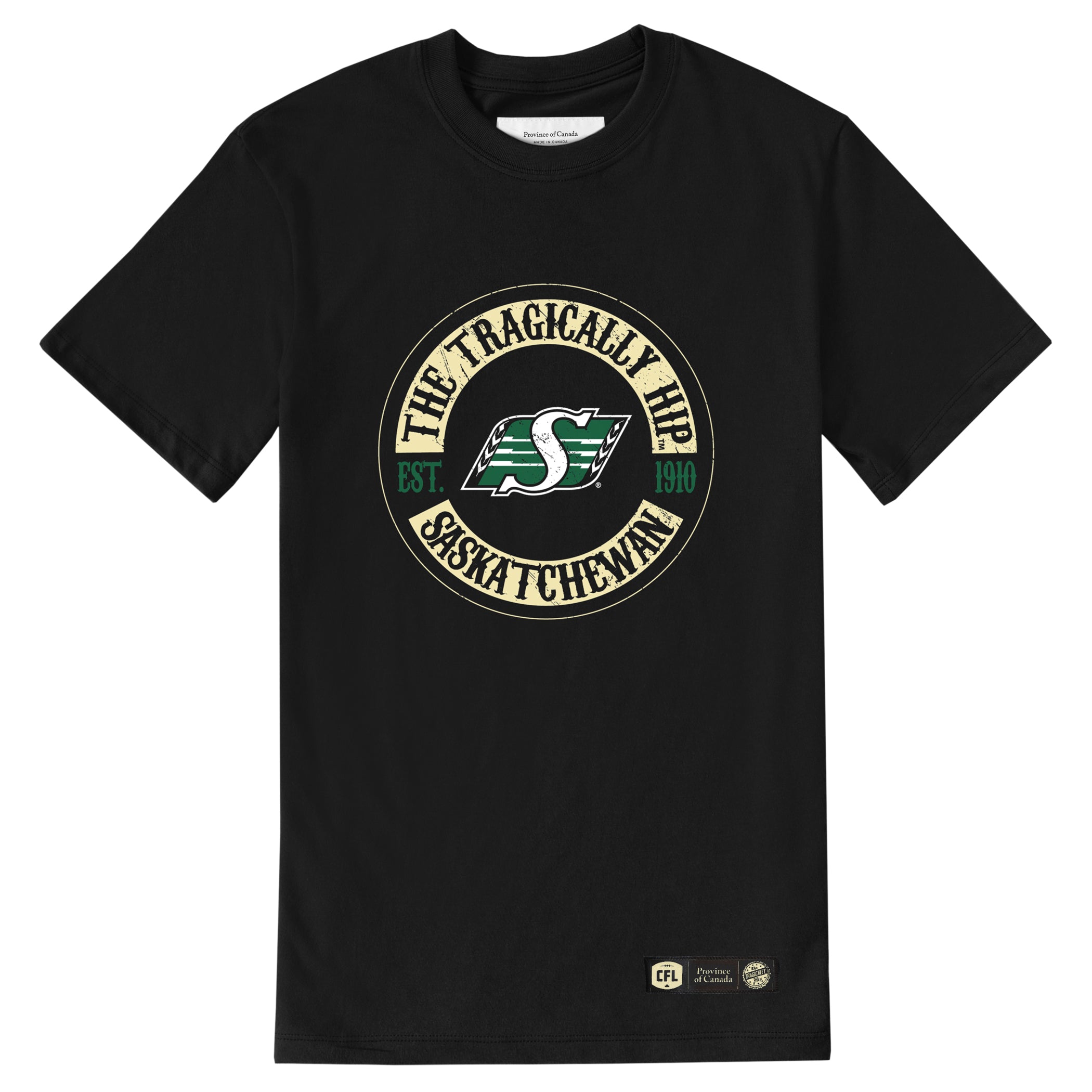 Made in Canada Saskatchewan Roughriders CFL x The Tragically Hip Tee - Unisex - Province of Canada