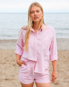 Made in Canada 100% Cotton Oxford Stripe Short Red - Womens - Province of Canada 