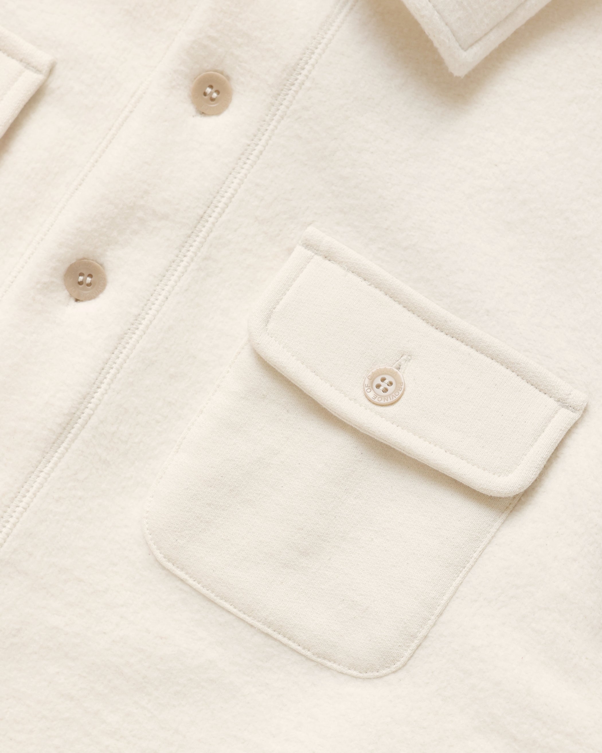 Made in Canada 100% Cotton Reverse Fleece Overshirt Light-Jacket Cream - Unisex - Province of Canada