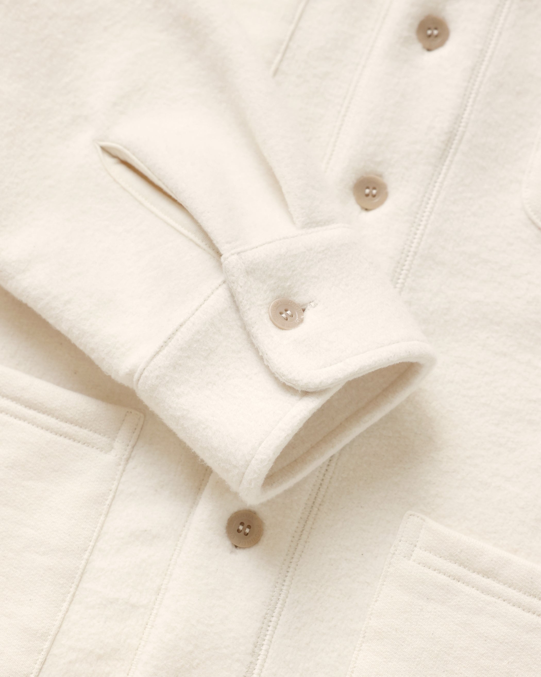 Made in Canada 100% Cotton Reverse Fleece Overshirt Light-Jacket Cream - Unisex - Province of Canada