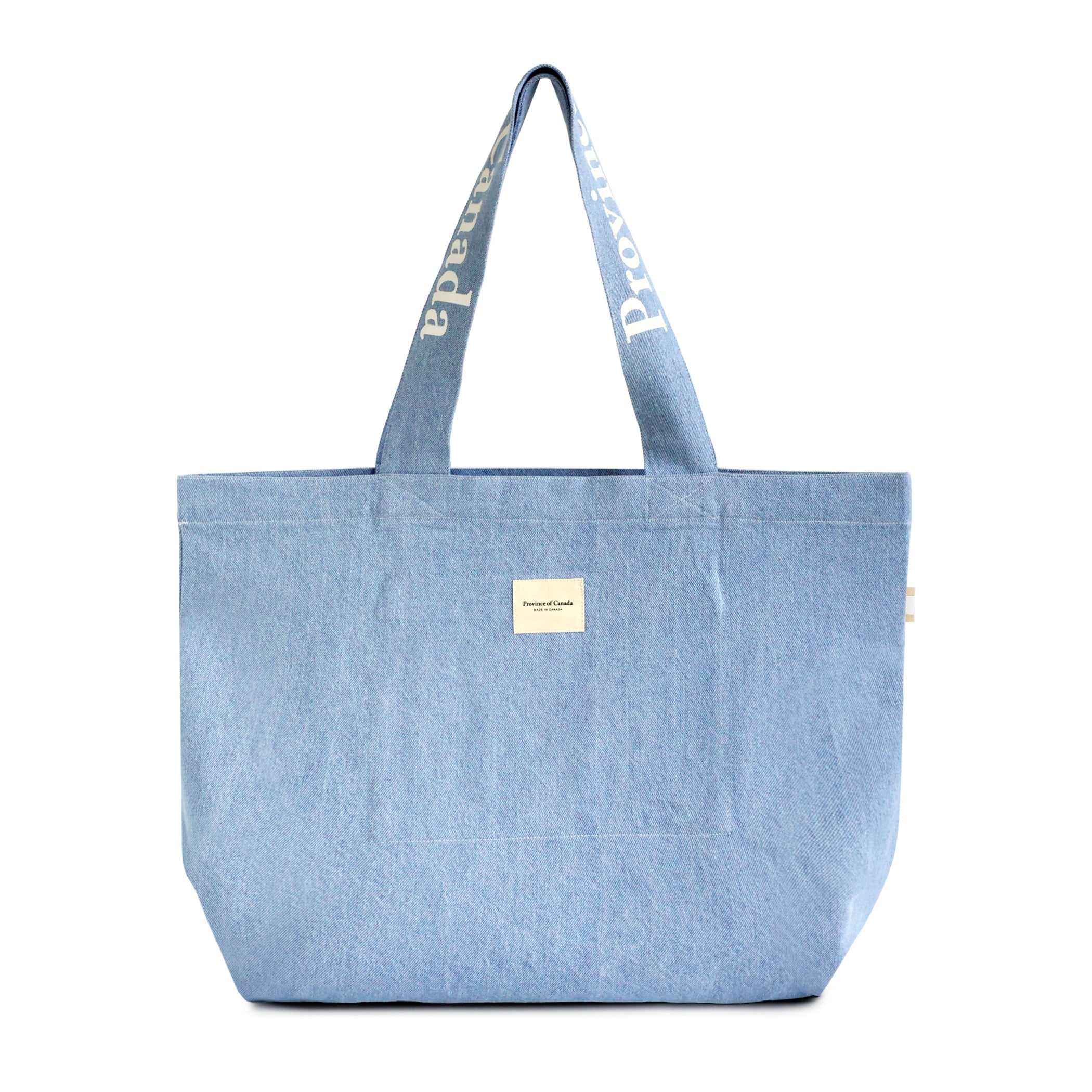 100% Cotton Made in Canada Large Wordmark Tote Bag Denim - Province of Canada