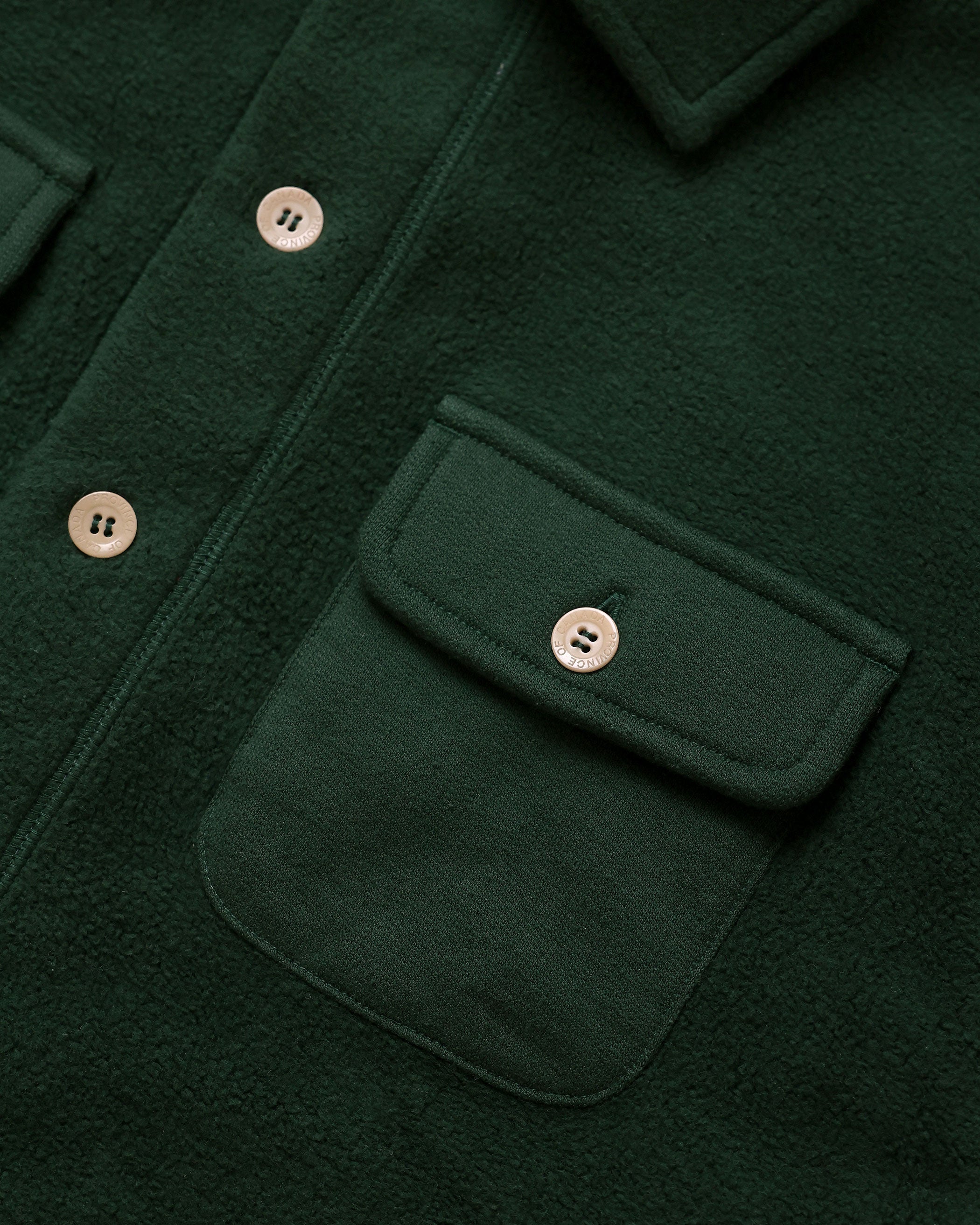 Made in Canada 100% Cotton Reverse Fleece Overshirt Light-Jacket Forest - Unisex - Province of Canada