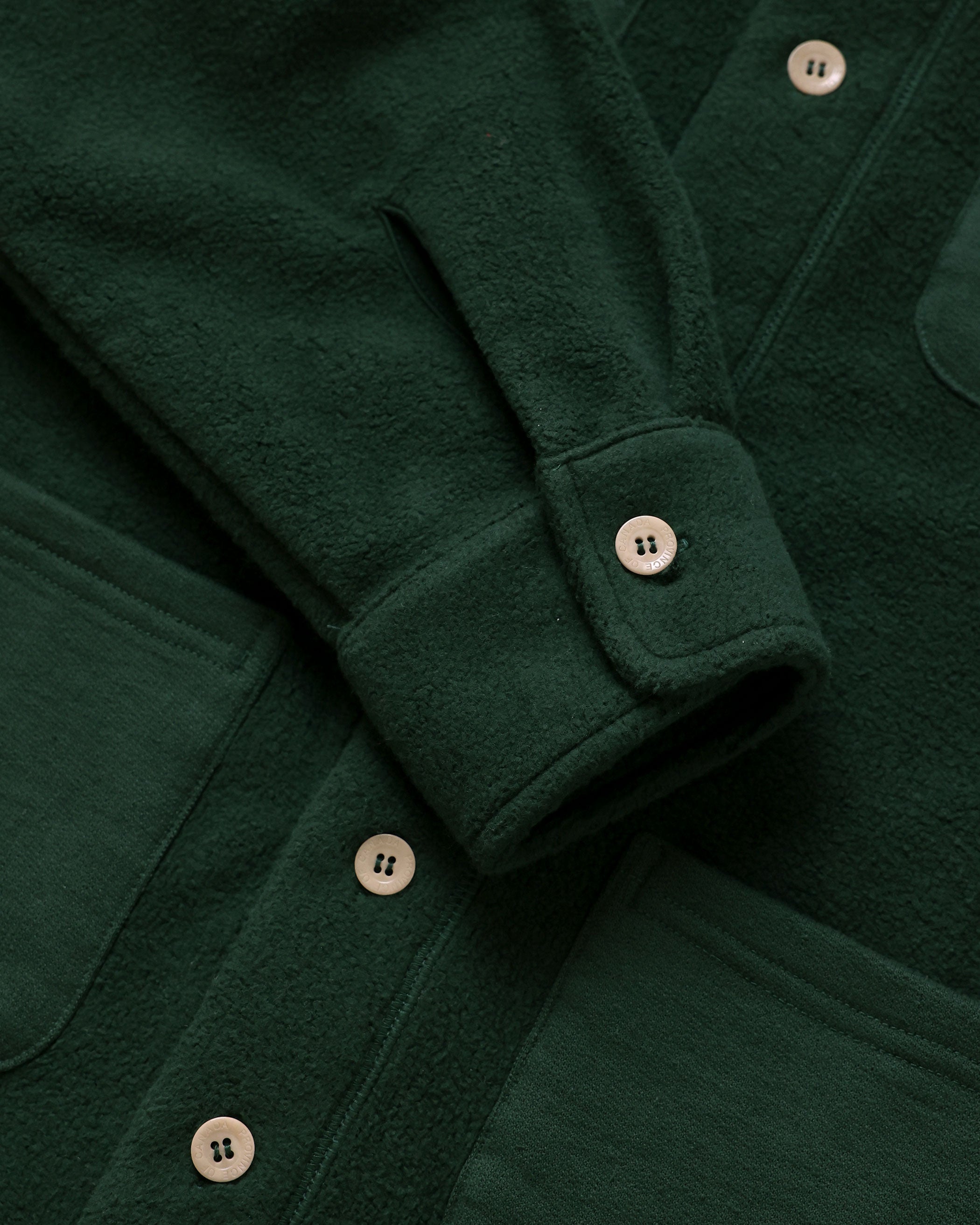 Made in Canada 100% Cotton Reverse Fleece Overshirt Light-Jacket Forest - Unisex - Province of Canada