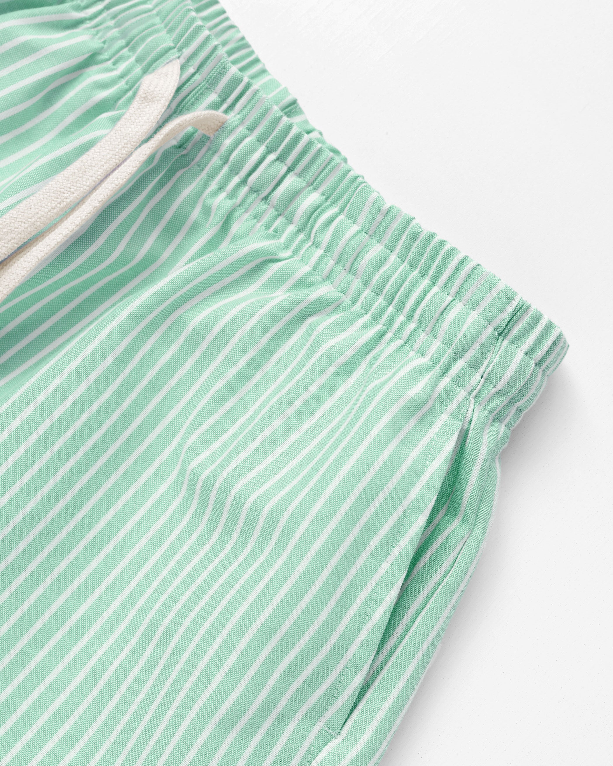Made in Canada 100% Cotton Oxford Wide Stripe Short Green - Womens - Province of Canada 
