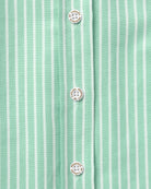 Made in Canada 100% Cotton Boxy Oxford Wide Stripe Shirt Green - Womens - Province of Canada 