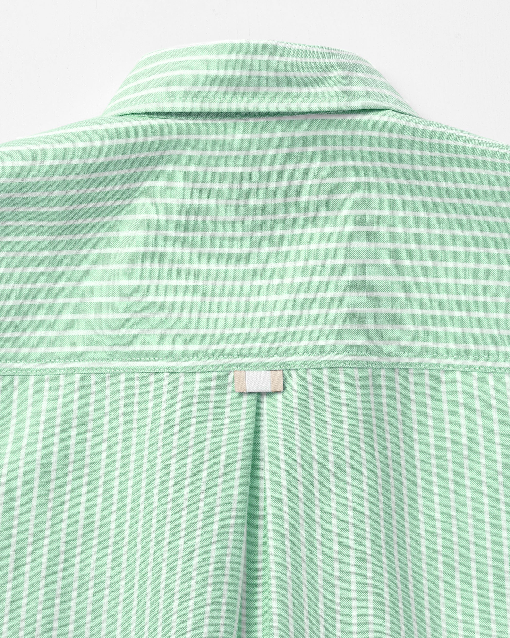 Made in Canada 100% Cotton Boxy Oxford Wide Stripe Shirt Green - Womens - Province of Canada 