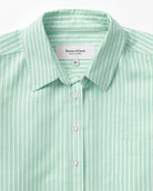 Made in Canada 100% Cotton Boxy Oxford Wide Stripe Shirt Green - Womens - Province of Canada 