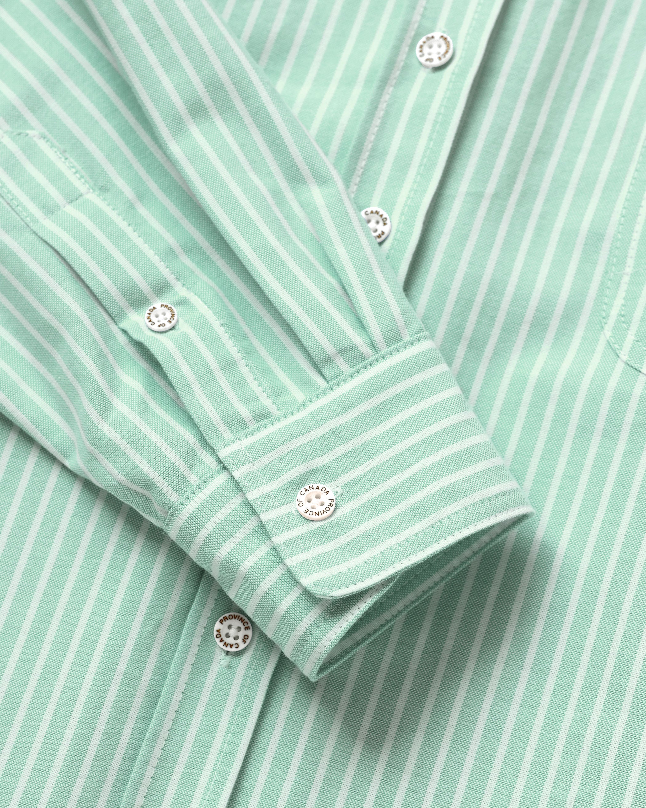 Made in Canada 100% Cotton Oxford Wide Stripe Dress Green - Province of Canada