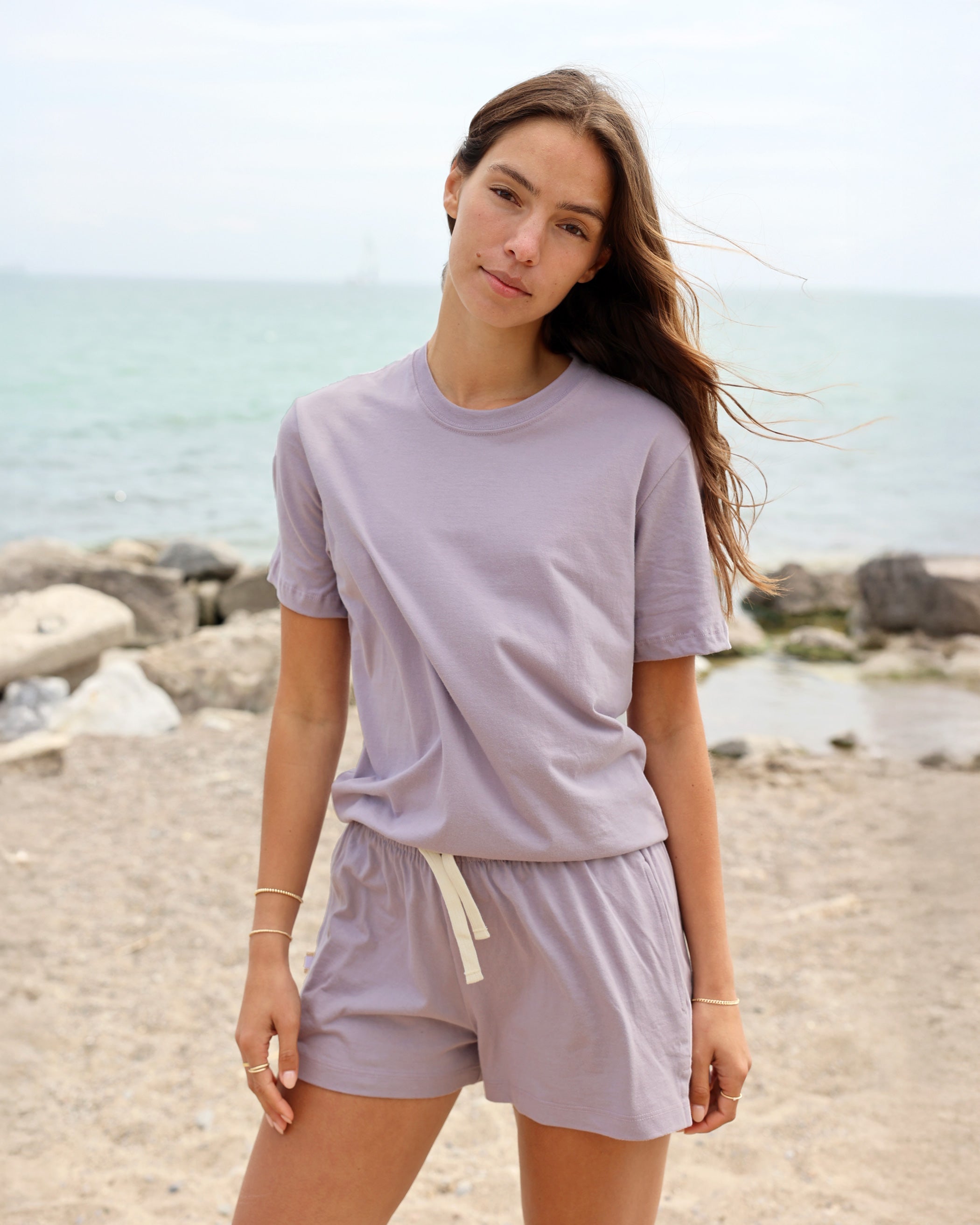 Made in Canada 100% Certified Organic Cotton Monday Tee T-Shirt Mauve Lavender Purple - Province of Canada