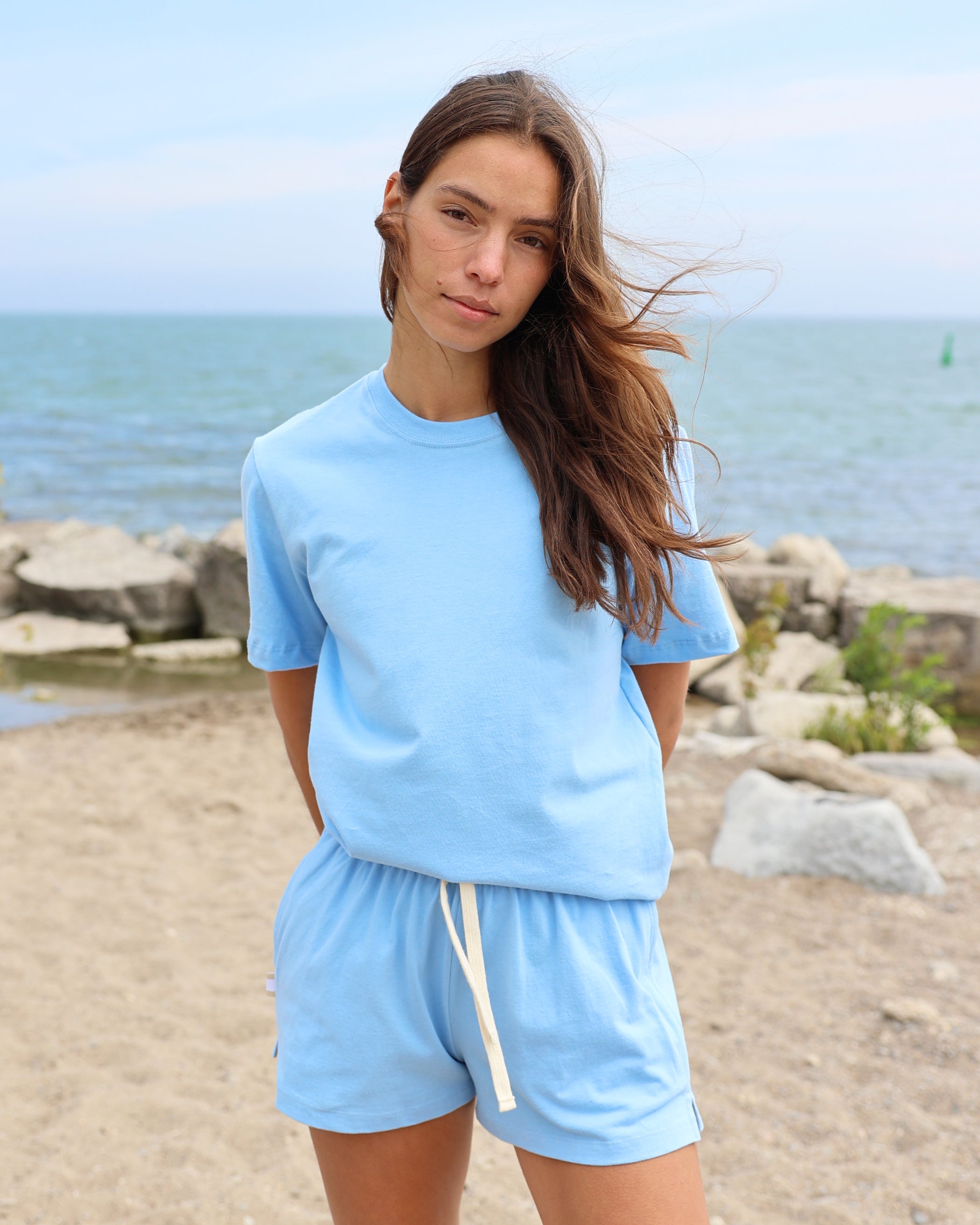 Made in Canada 100% Organic Cotton Monday Tee Sky Blue - Unisex - Province of Canada 