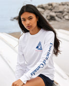 Made in Canada 100% Organic Cotton Sailboat Long Sleeve Tee White - Unisex - Province of Canada