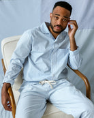 Made in Canada 100% Cotton Pyjama Shirt Blue Patchwork - Unisex - Province of Canada 