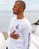Made in Canada 100% Organic Cotton Sailboat Long Sleeve Tee White - Unisex - Province of Canada