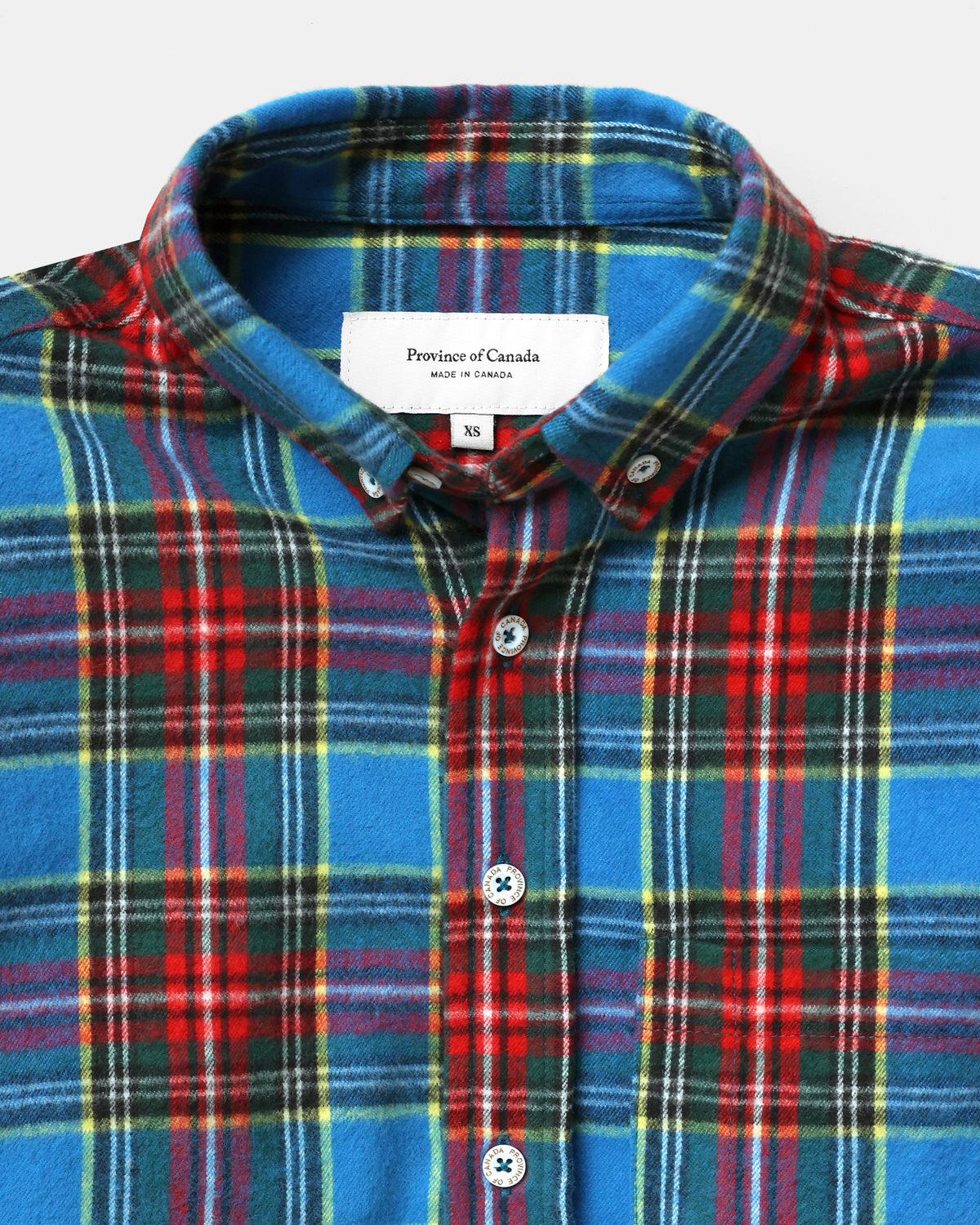 Made in Canada 100% Cotton Juniper  Plaid Flannel Shirt Blue Green Red Yellow - Unisex - Province of Canada