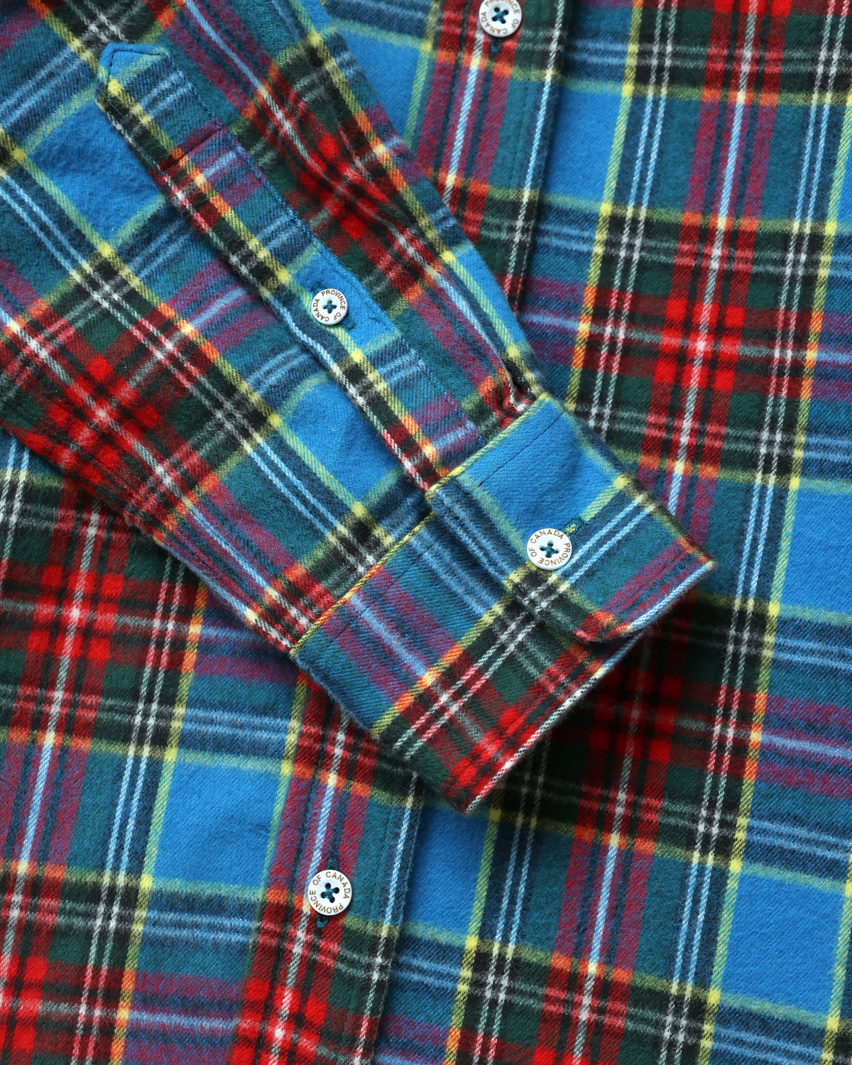 Made in Canada 100% Cotton Juniper  Plaid Flannel Shirt Blue Green Red Yellow - Unisex - Province of Canada
