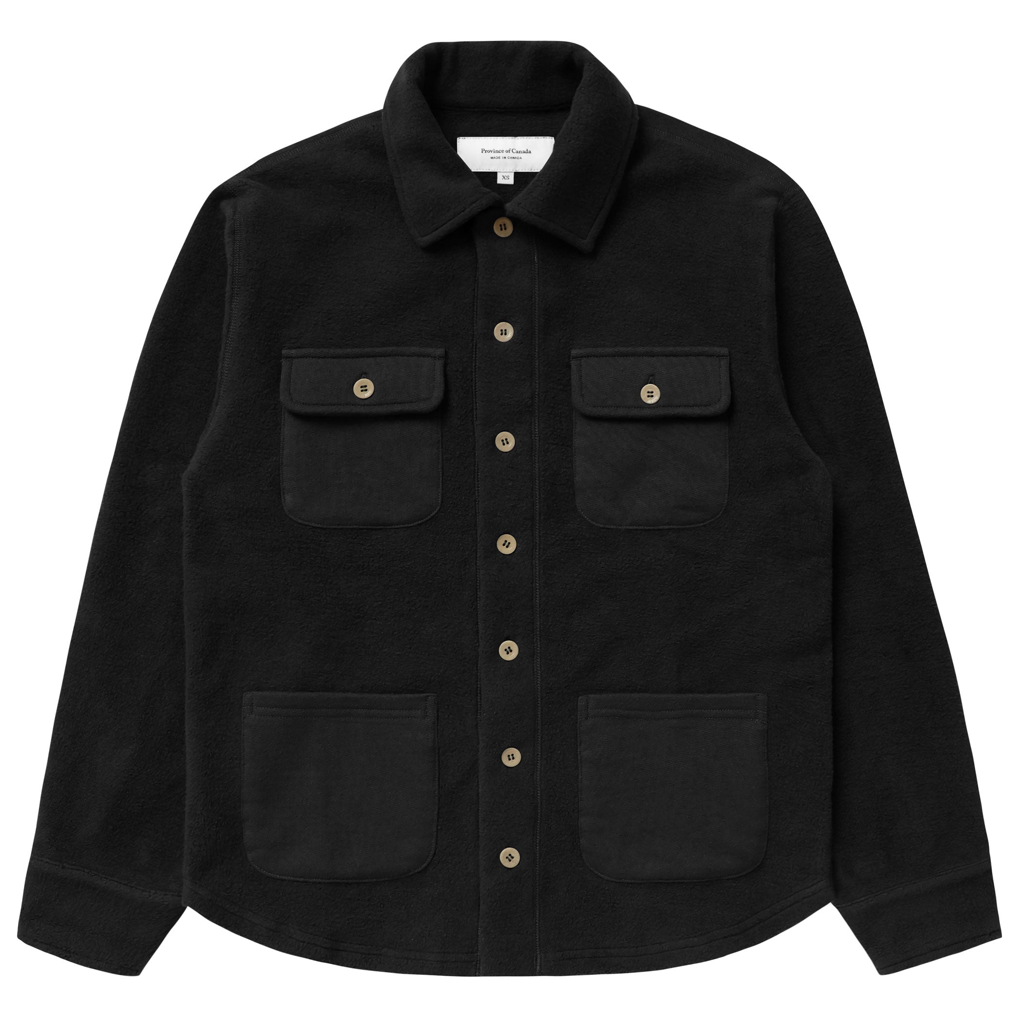 Made in Canada 100% Cotton Reverse Fleece Overshirt Black - Unisex - Province of Canada 