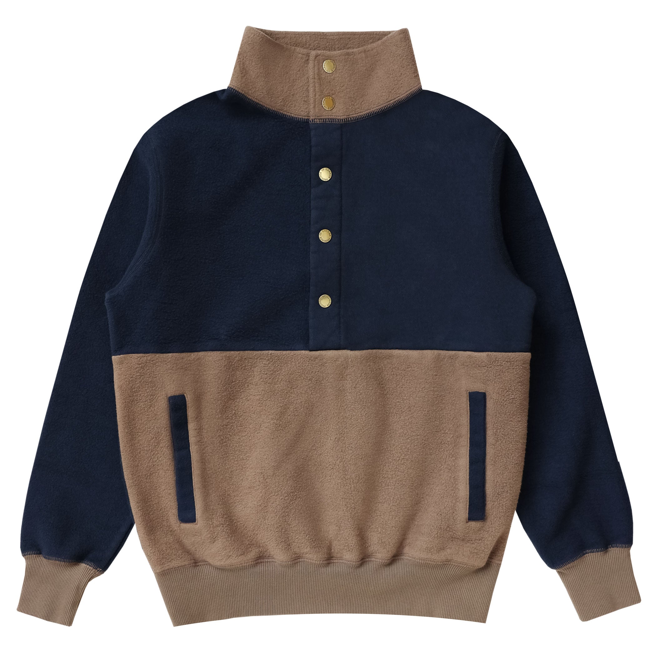 Made in Canada 100% Cotton Reverse Fleece Pullover Navy Blue Chestnut Brown - Unisex - Province of Canada