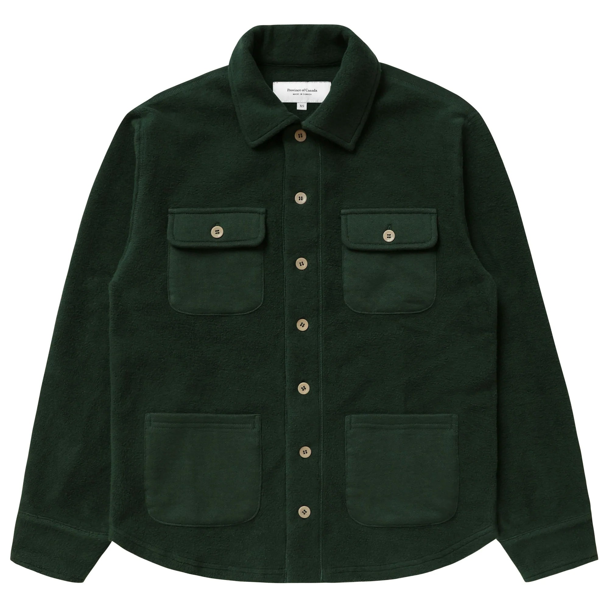 Made in Canada 100% Cotton Reverse Fleece Overshirt Light-Jacket Forest - Unisex - Province of Canada