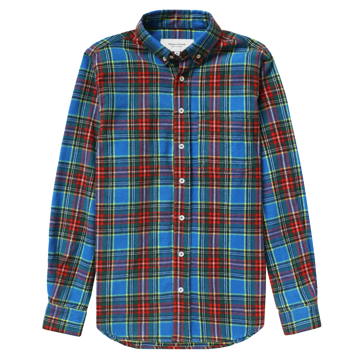 Made in Canada 100% Cotton Juniper  Plaid Flannel Shirt Blue Green Red Yellow - Unisex - Province of Canada