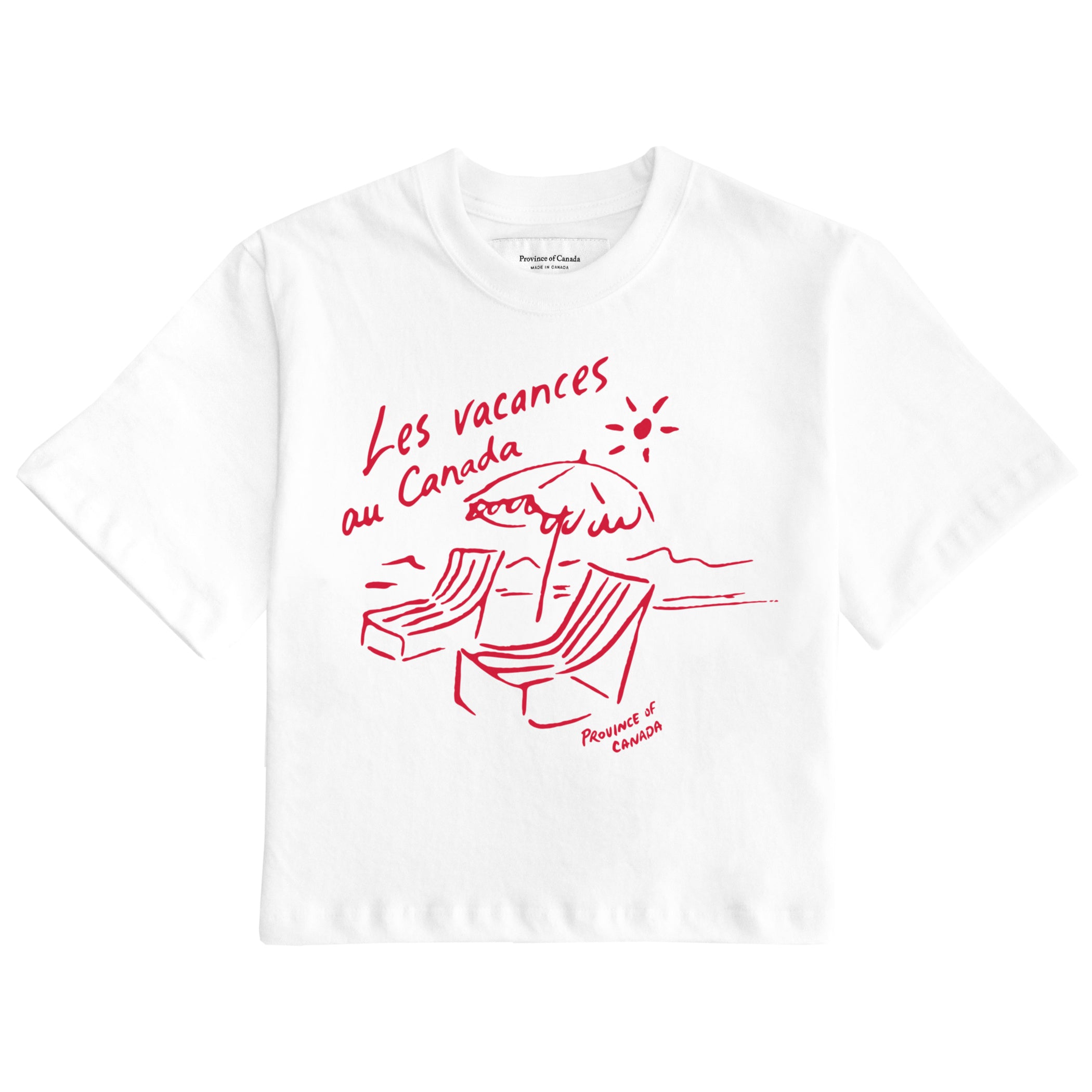 Made in Canada 100% Organic Cotton Les Vacances Tee White - Unisex - Province of Canada