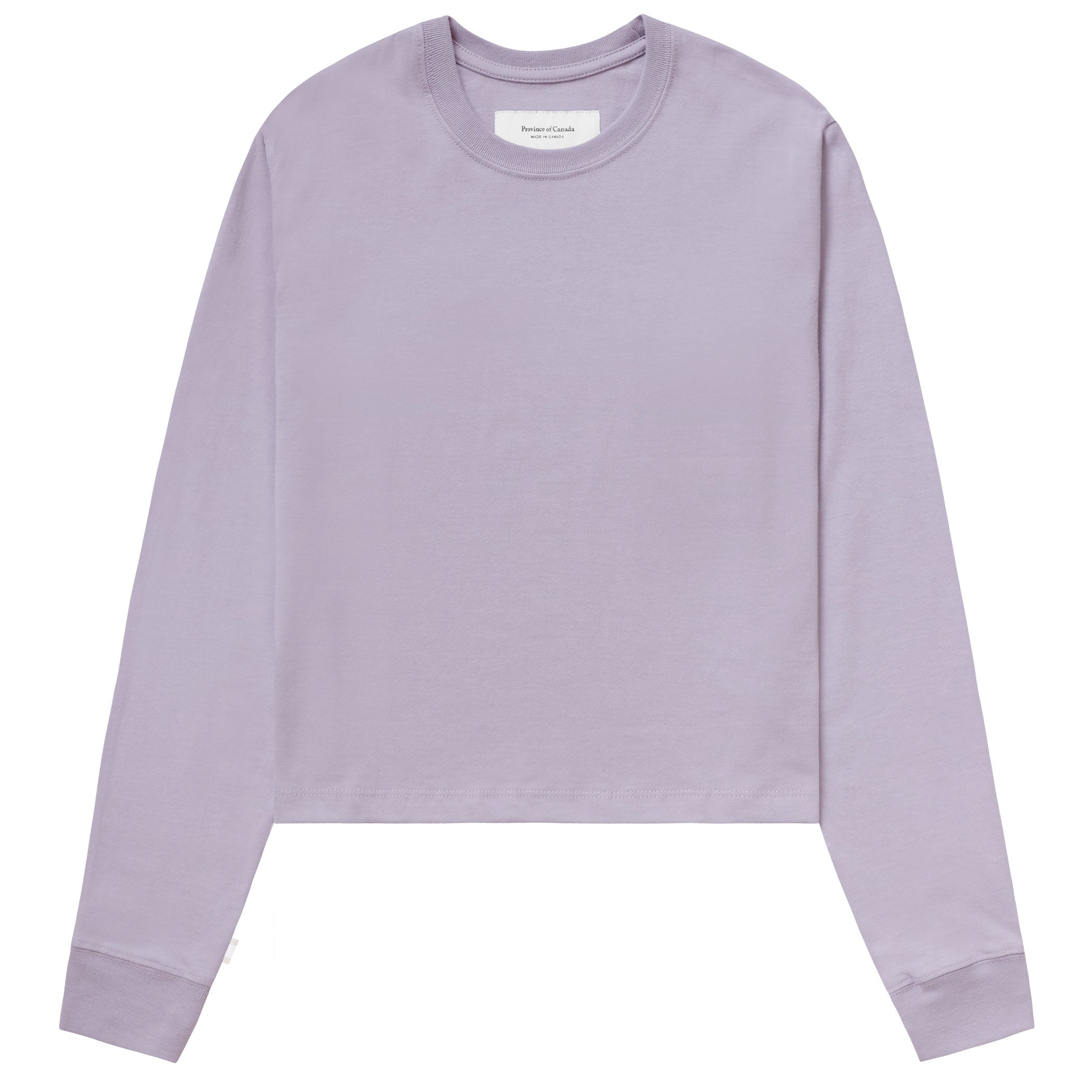 Made in Canada 100% Certified Organic Cotton Monday Long Sleeve Crop Top Mauve Lavendar Purple - Province of Canada